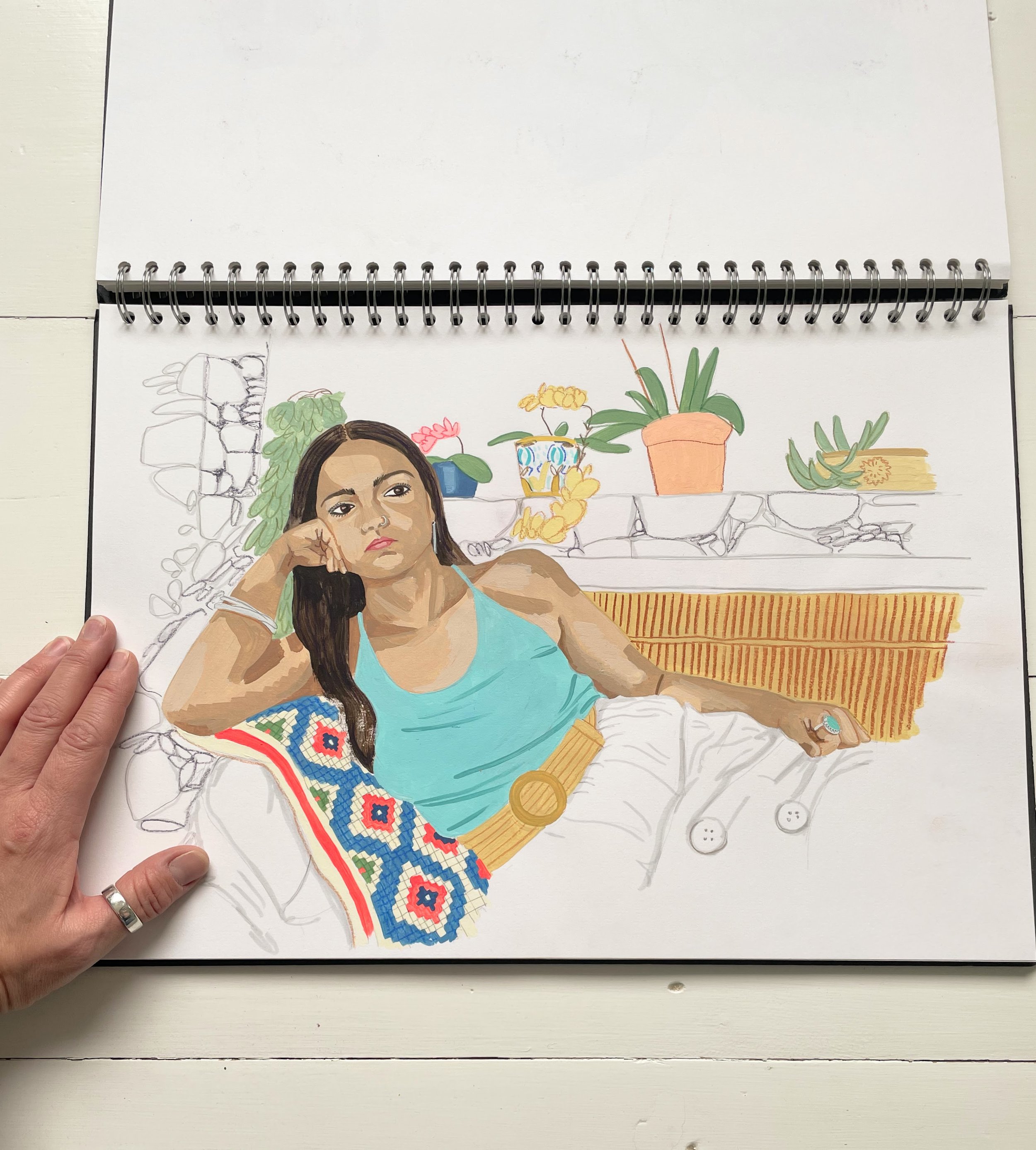 relaxing woman sketch