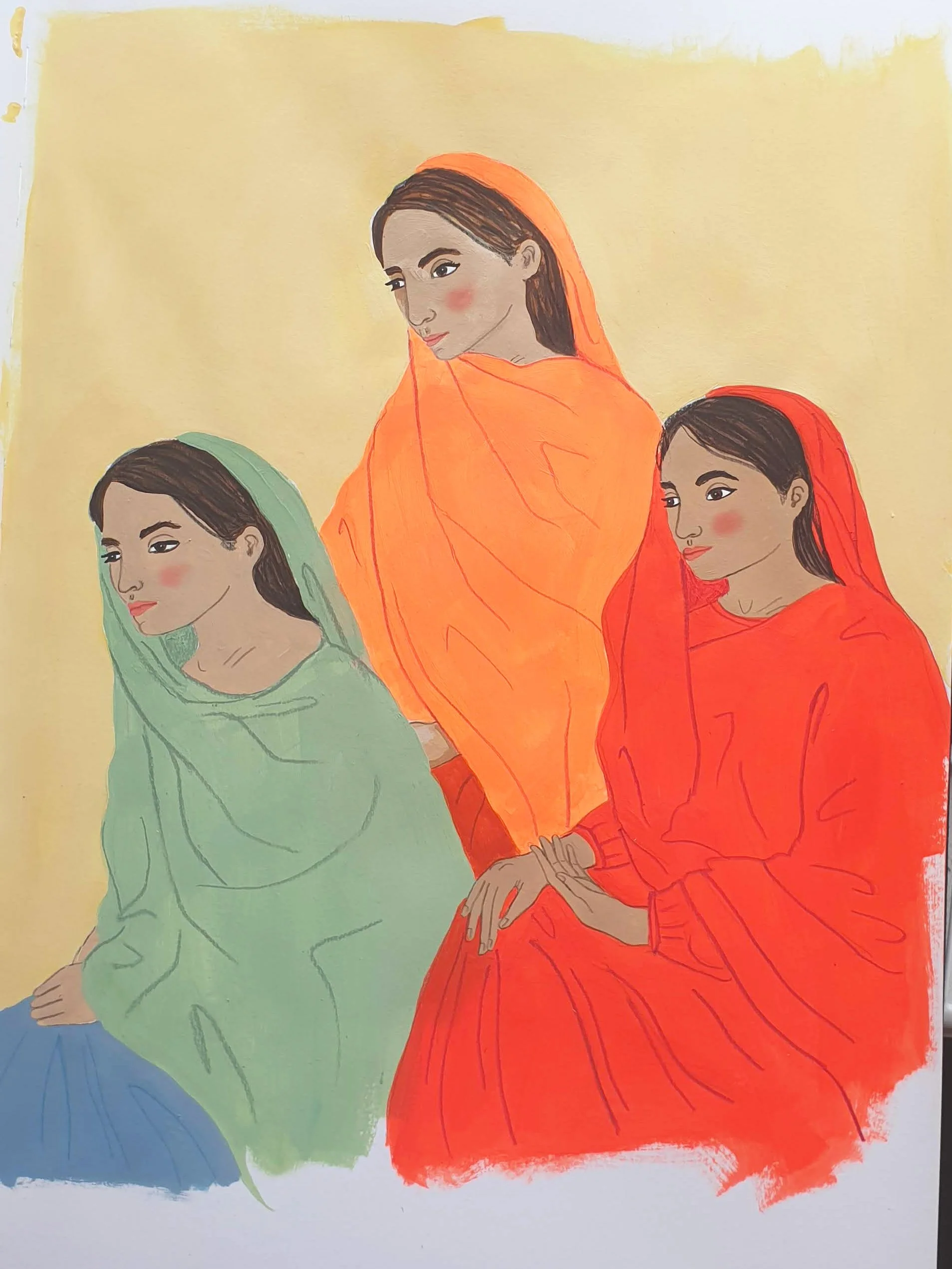indian ladies sketch