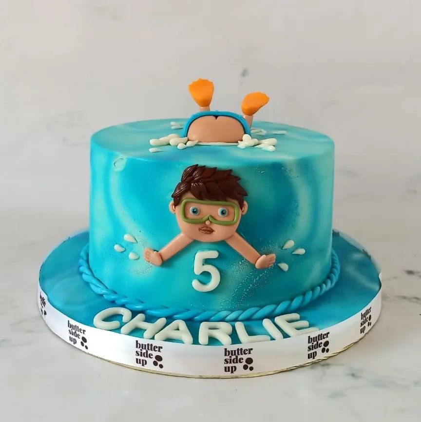 We loved making this adorable swimming themed cake

[ butter cream cake, swimming, summer hobbies, customized cakes bangalore]