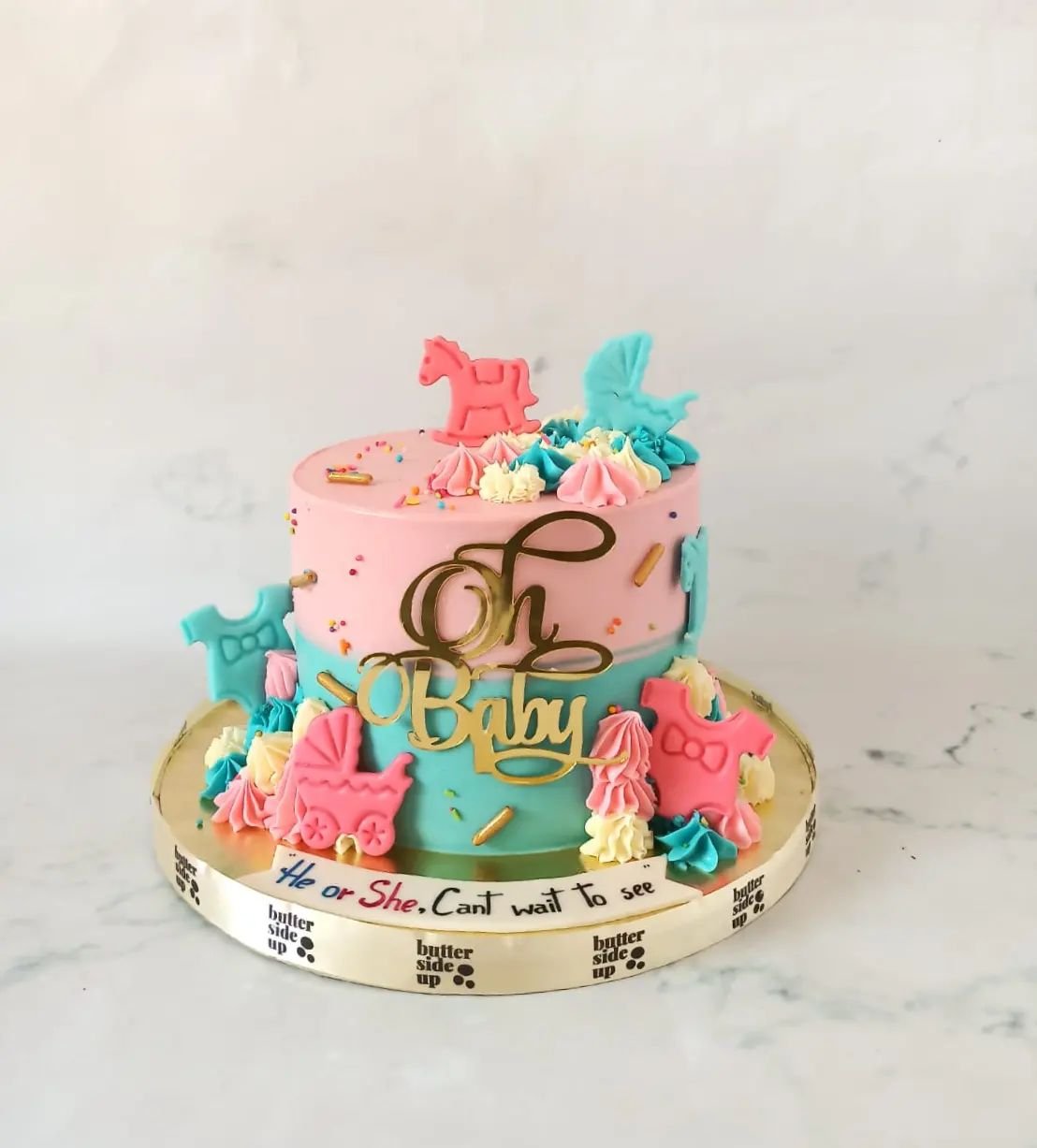 Oh Baby- it's a Baby shower cake! 

[ customised cakes bangalore, buttercream cake, bangalore gifting]