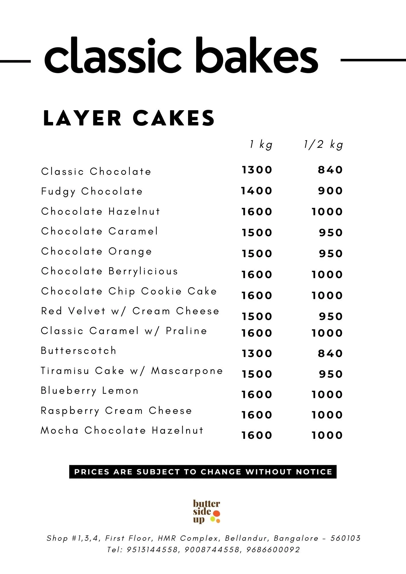 Menu - Classic Bakes — butter side up