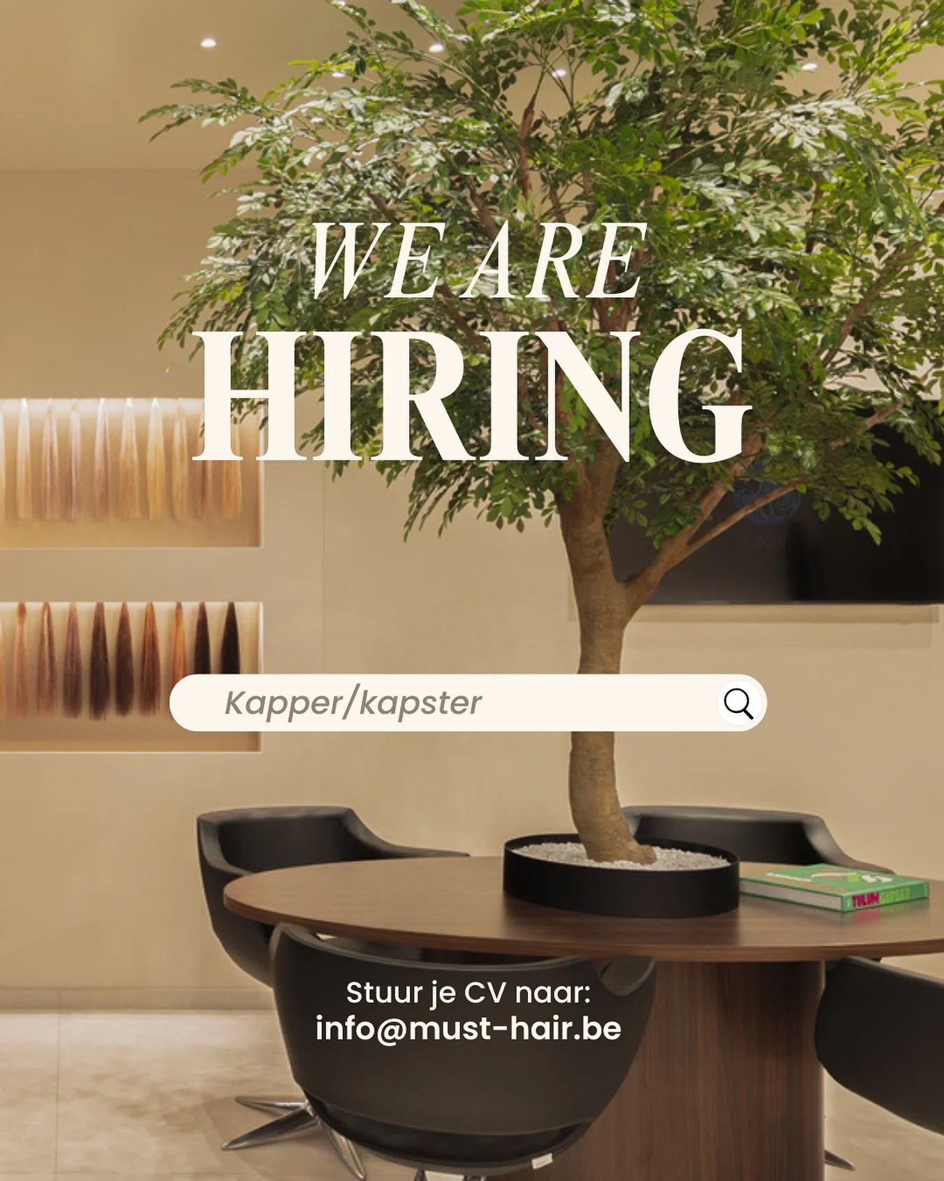 WE ARE HIRING! 🤩
 Must-Hair groeit, en daarom zoeken we versterking voor ons team in Brasschaat. 
Wij zij op zoek naar een hairstylist(e) met ervaring in kleuringen, balayages &amp; brushing. 💆🏼💆🏼&zwj;♀️ Ben jij sociaal, creatief en hou je van e