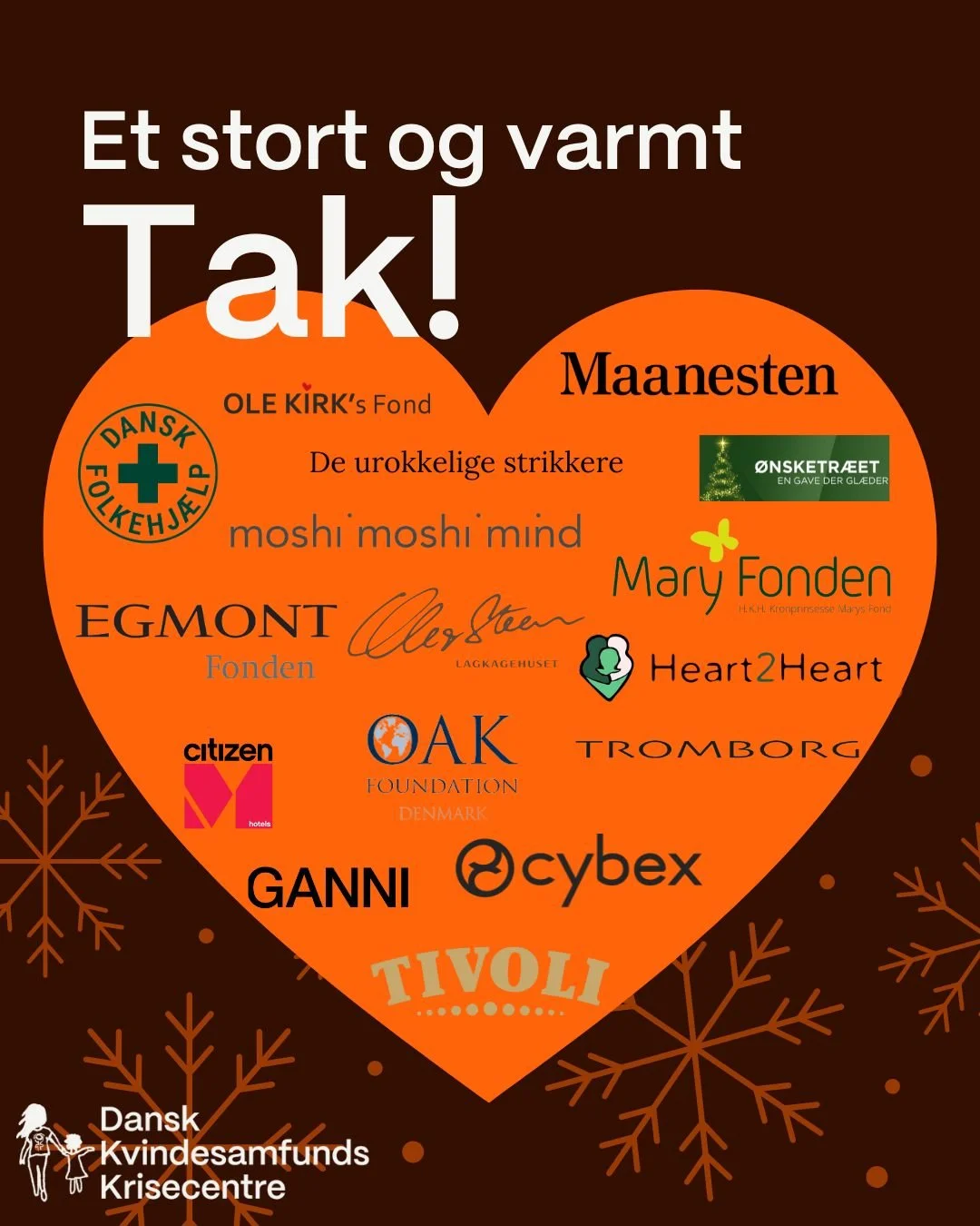 🫶Stort tak for hj&aelig;lpen til kvinder og b&oslash;rn p&aring; vores krisecentre🫶
 
Dansk Kvindesamfunds Krisecentre vil gerne give et stort og varmt tak for alle de donationer, vi har modtaget i l&oslash;bet af 2025 🙌🏽
 
Tak til alle organisat