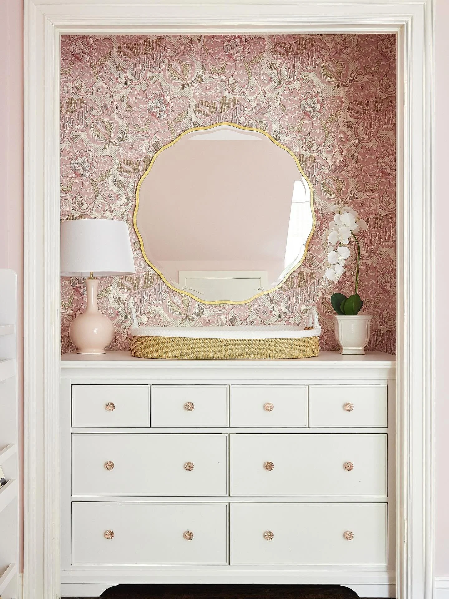 The sweetest and most functional nursery transformation! We changed this space from a dark boys room -&gt; a baby girl&rsquo;s sanctuary 🎀 (see before photos)

photos: @juliadags 

&bull;
&bull;
&bull;
&bull;

#blueshutterdesignstudio  #blueshutterd