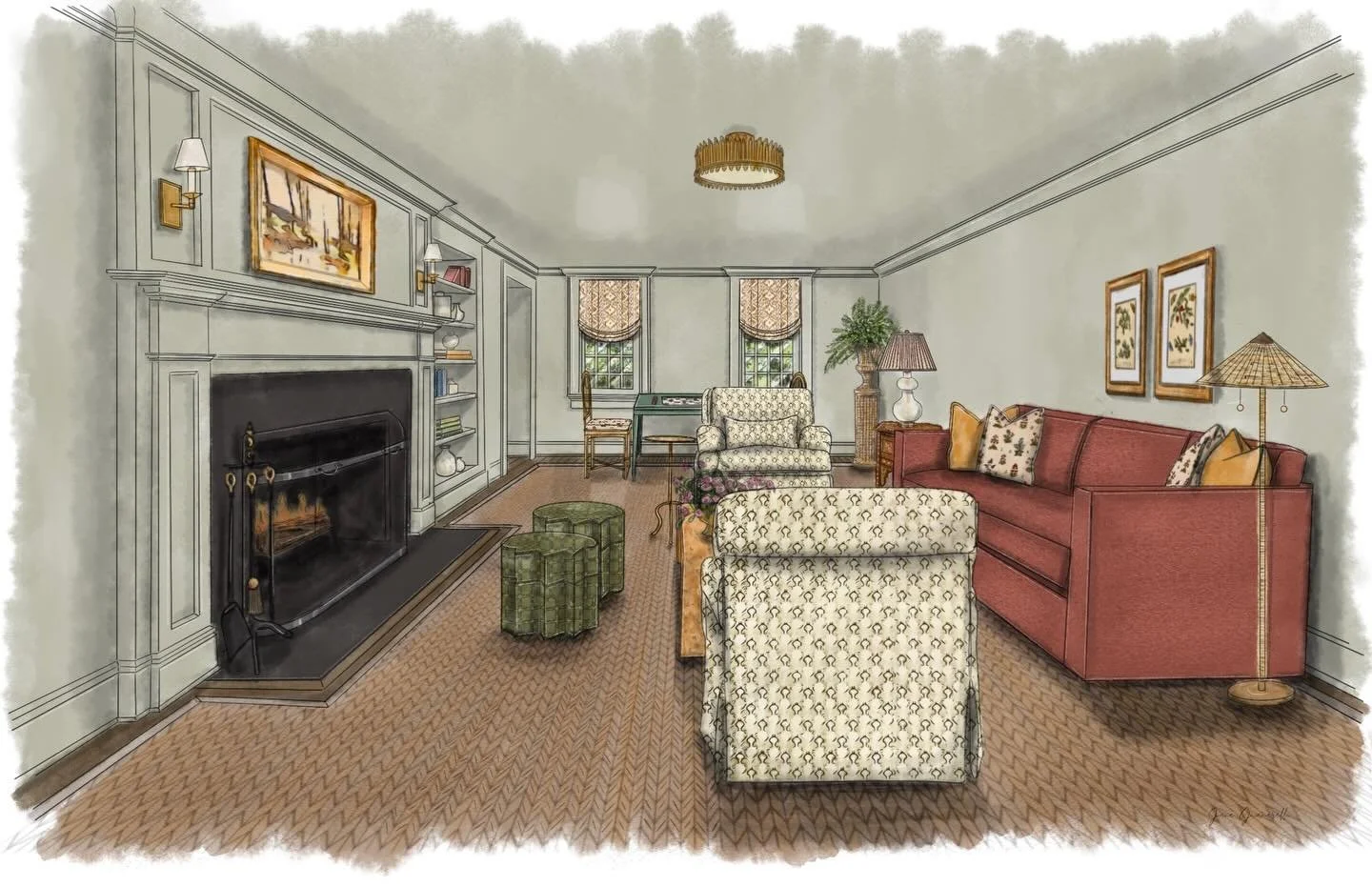 New year, new projects ✨ Room layout + scheme &mdash;> concept board &mdash;> rendering! @janegianarelli 

So excited to share this cozy living room&mdash;layered, timeless, and made for slow winter days. Hello, 2026 👋🏻 

&bull;
&bull;
&bull;