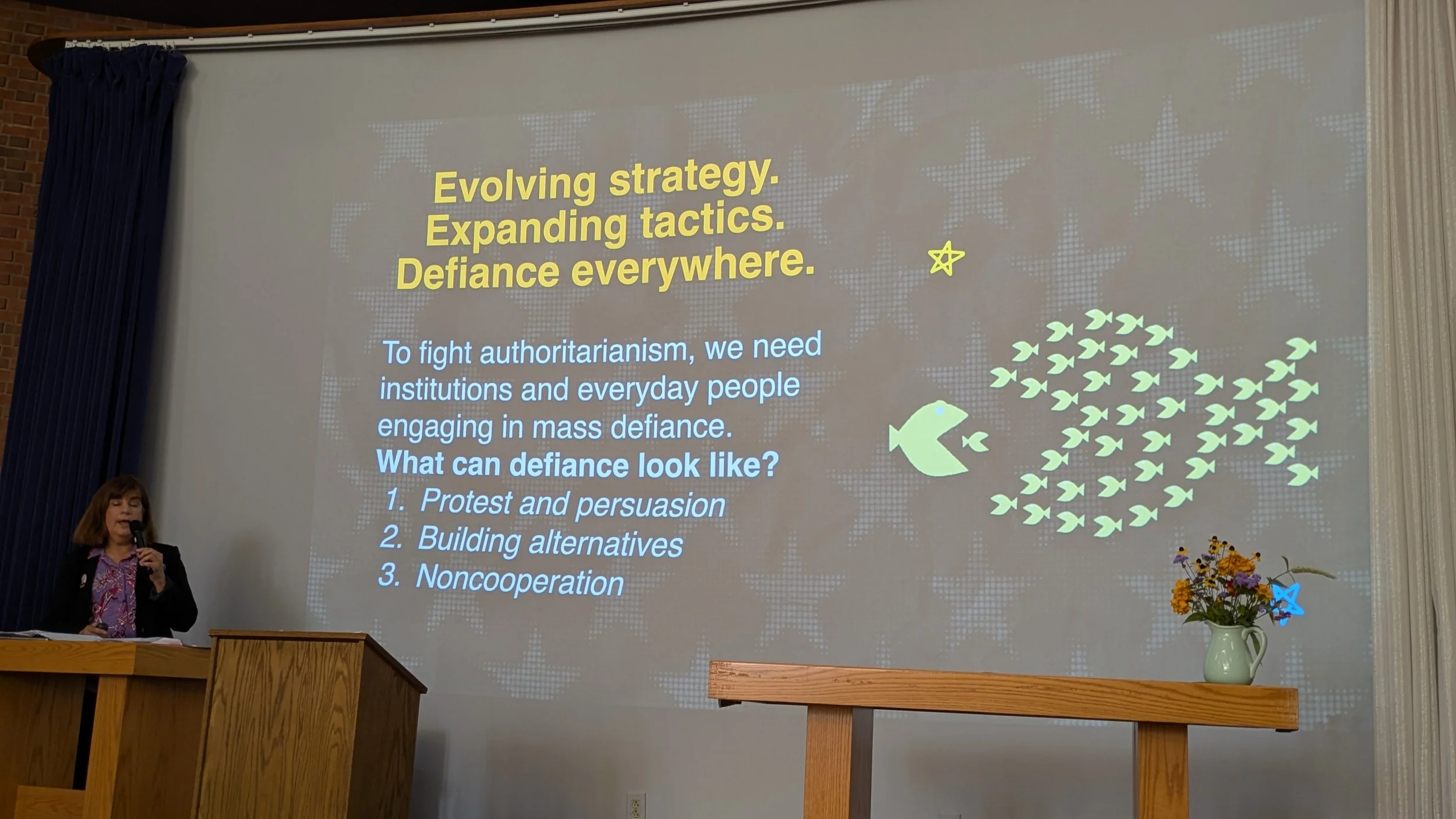 On Sept. 21, 2025, Carol Taylor, President of Indivisible Blair County, presented Million Rising: Community Organizing. 