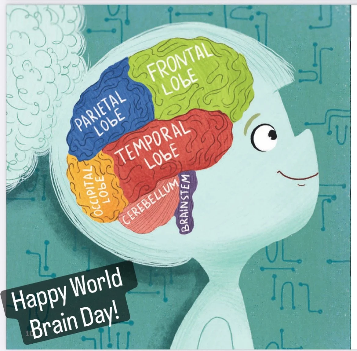 Happy World Brain Day! Take a moment to appreciate your incredible brain&mdash;and make a pledge to care for it, protect it, and celebrate all that it does! Brain health matters! #tbi #worldbrainday #traumaticbraininjury #brainhealth #theresilientbra