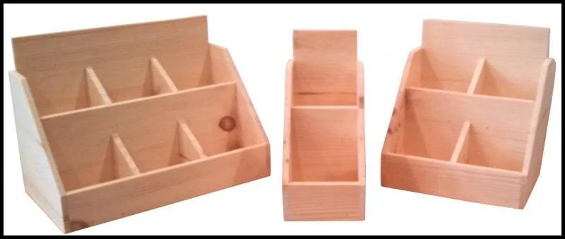 Painted compartment countertop displays in several sizes