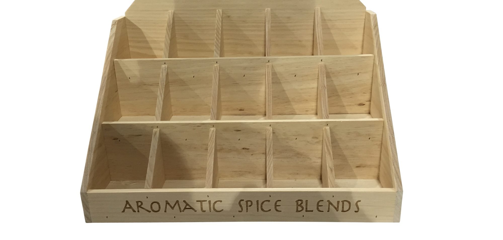 Fifteen-compartment countertop display for spice packets