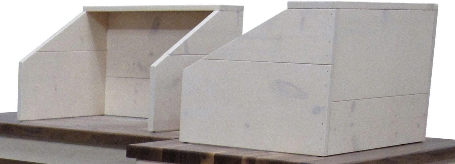 White wood register shields that hide the point-of-sale screen