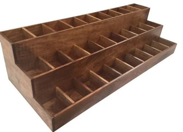 Extra-large stained multi-compartment candy and snack bin display