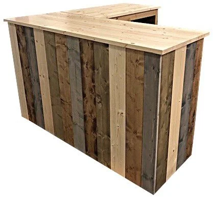 Cash wrap counter with multi-tone vertical board front