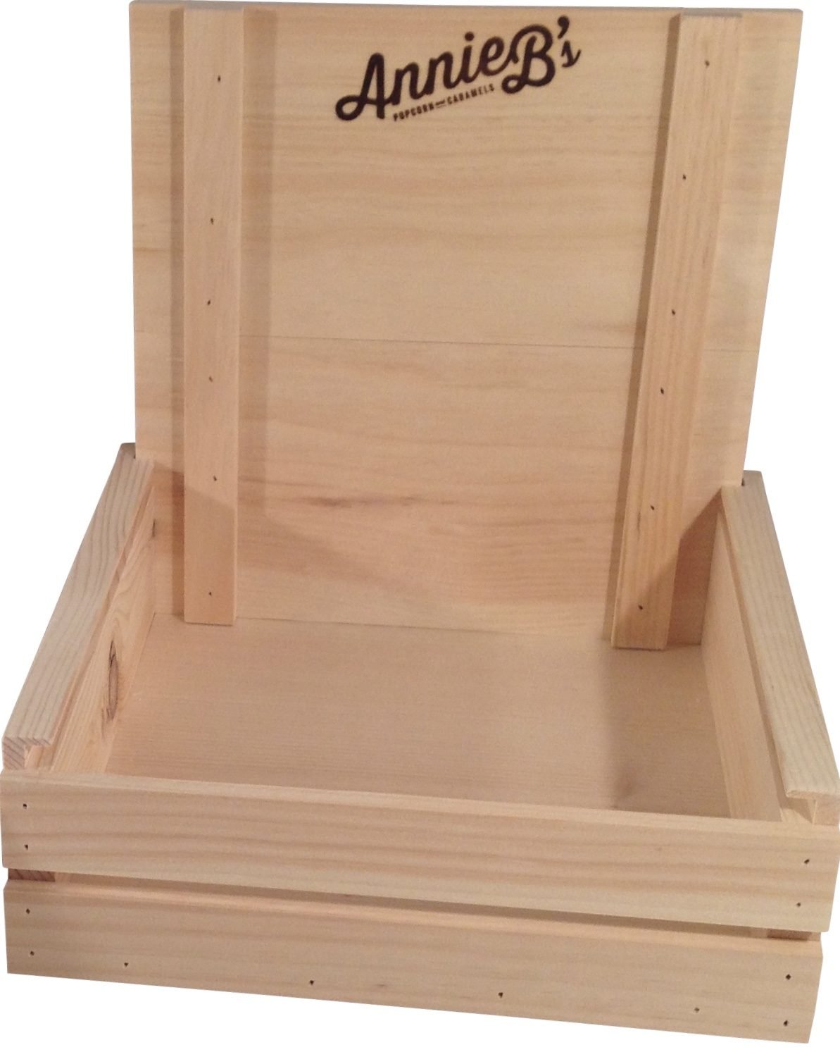 Pine countertop crate with sliding lid and etched back board