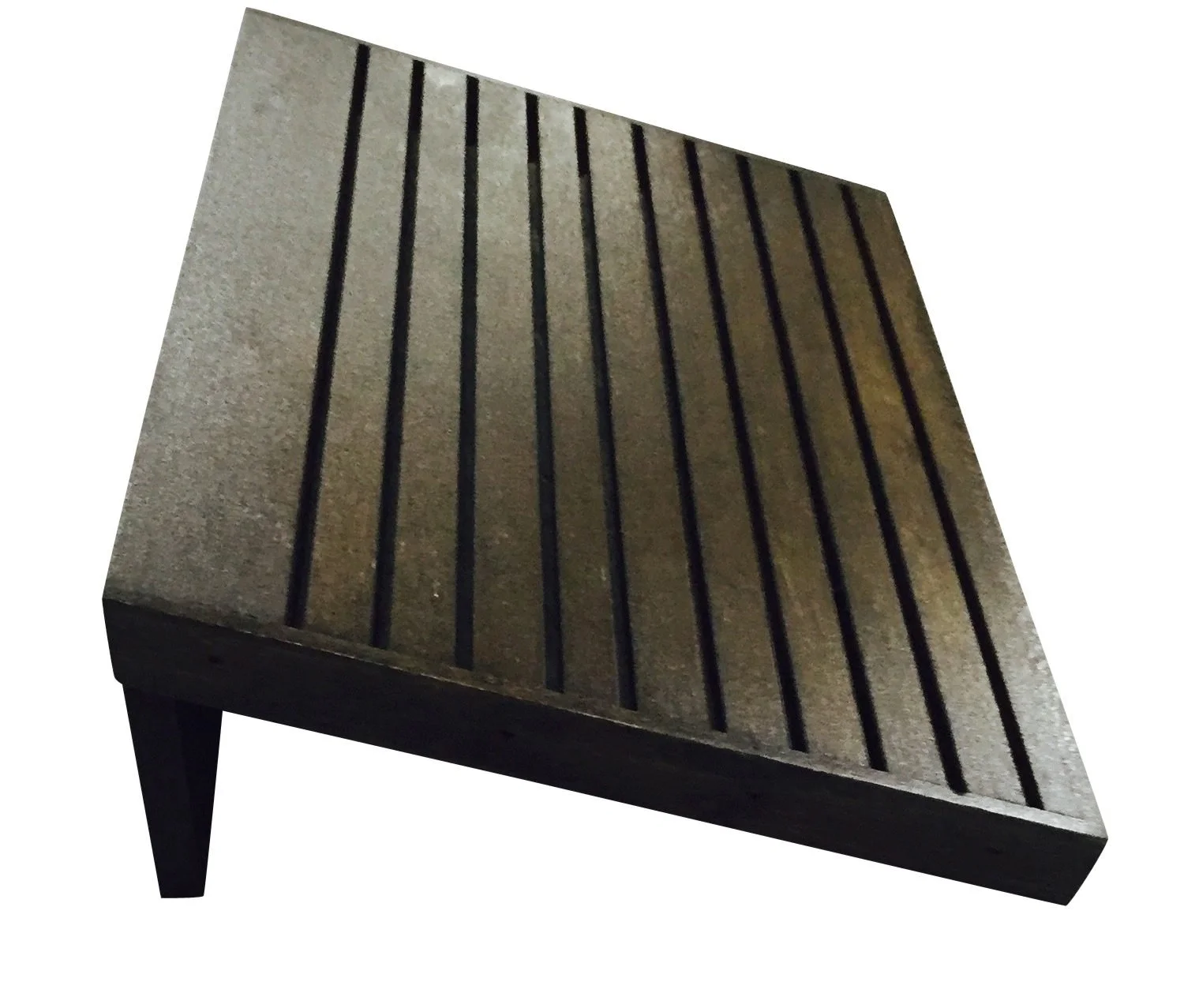 Angled slotted counter display for carded earrings and charms