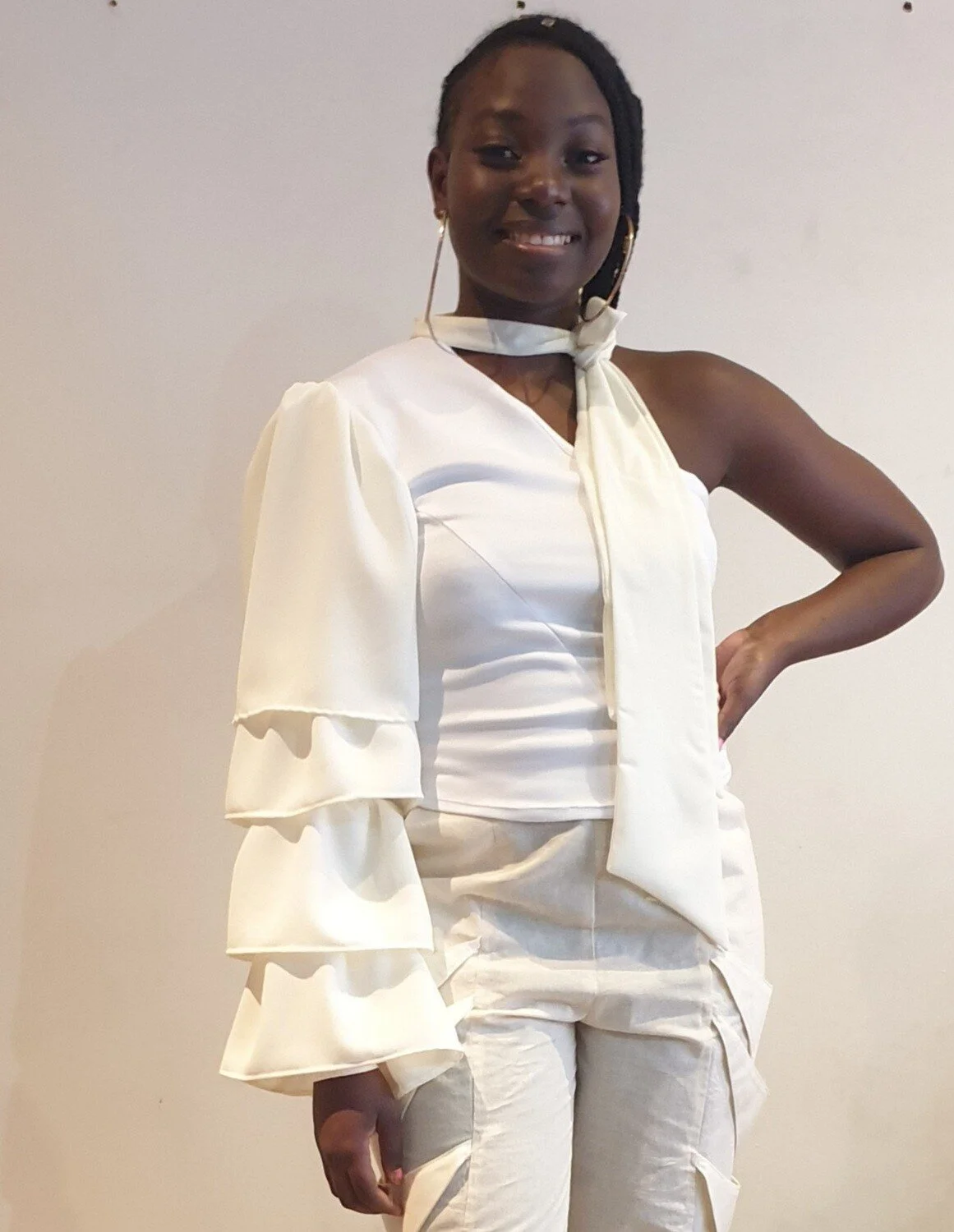 Off Shoulder with draping sleeve