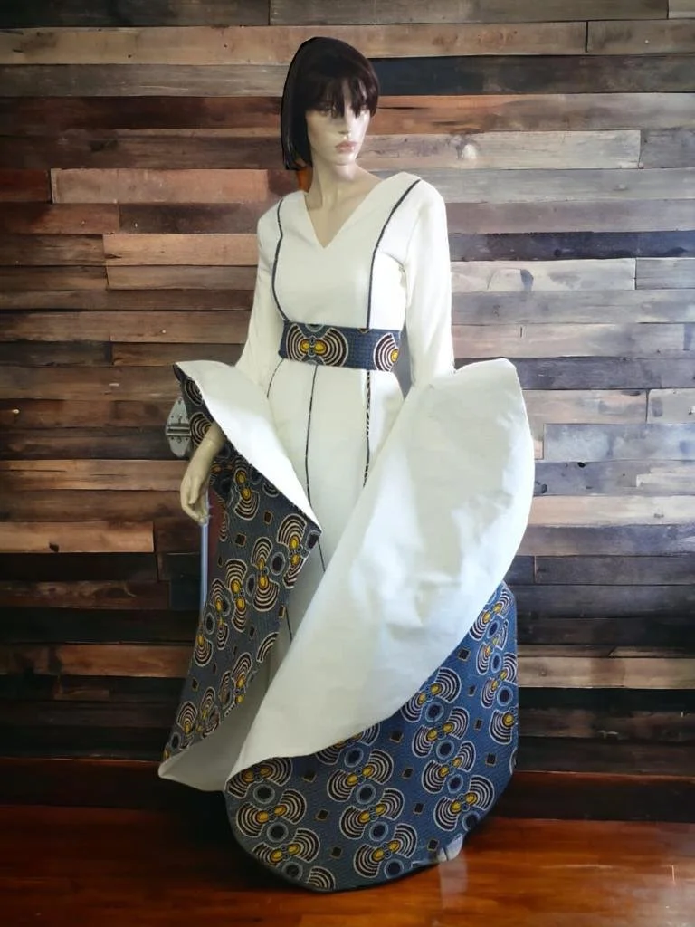 Tailored Dress with Giant Structured Circle Sleeves