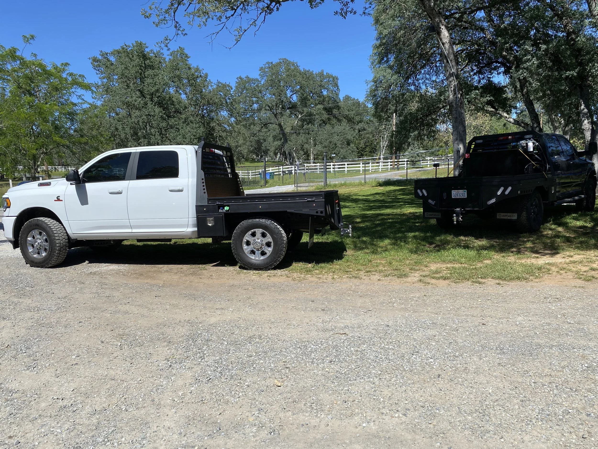 (2) Short Bed SRW Steel Frame, Wood Deck, Flat Black Powder Coat, Bed Rails, Rub Rails, 18" Underbody Toolboxes, Flood Lights