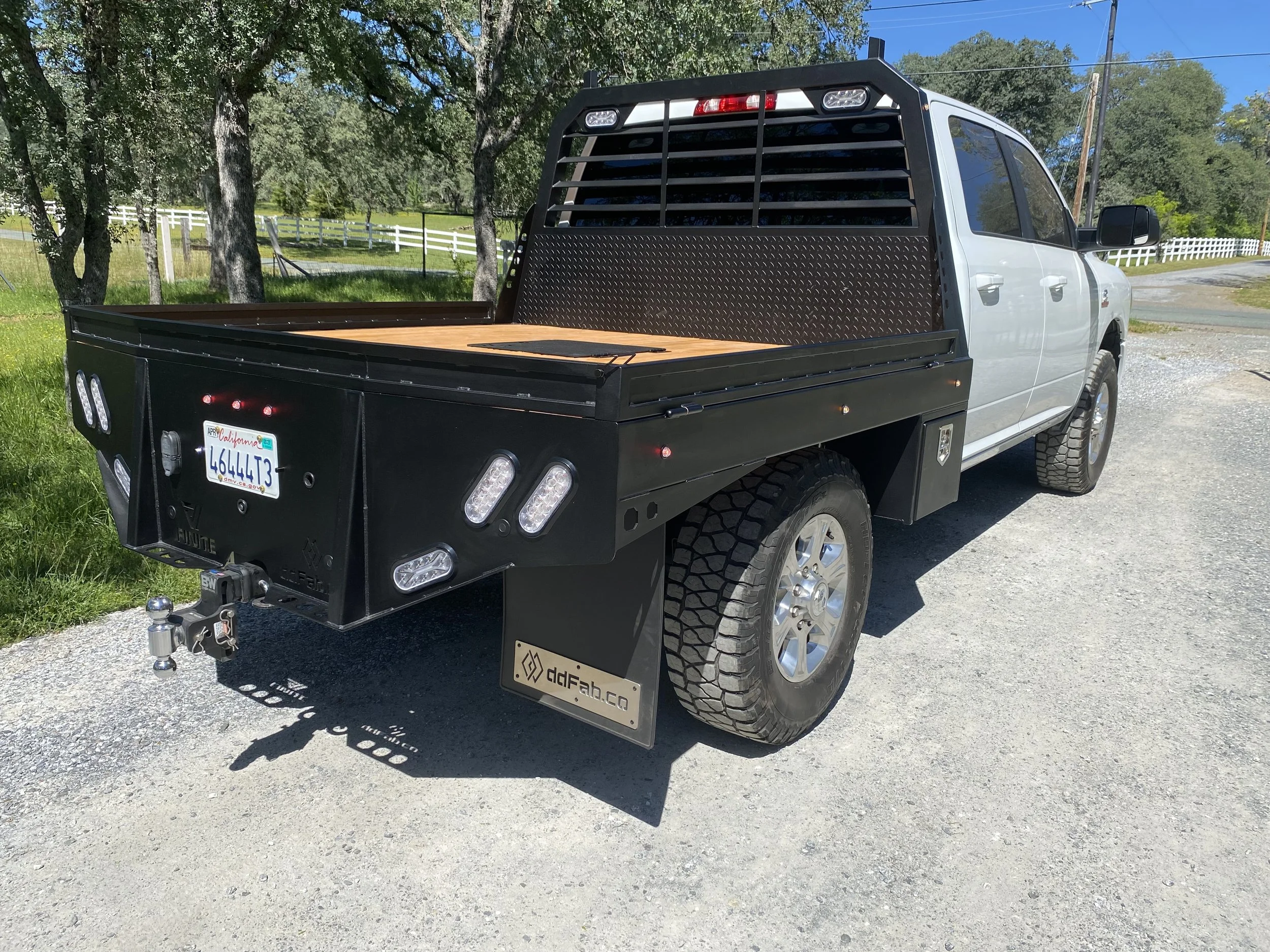 Short Bed SRW Steel Frame, Wood Deck, Flat Black Powder Coat, Bed Rails, 18" Underbody Toolboxes