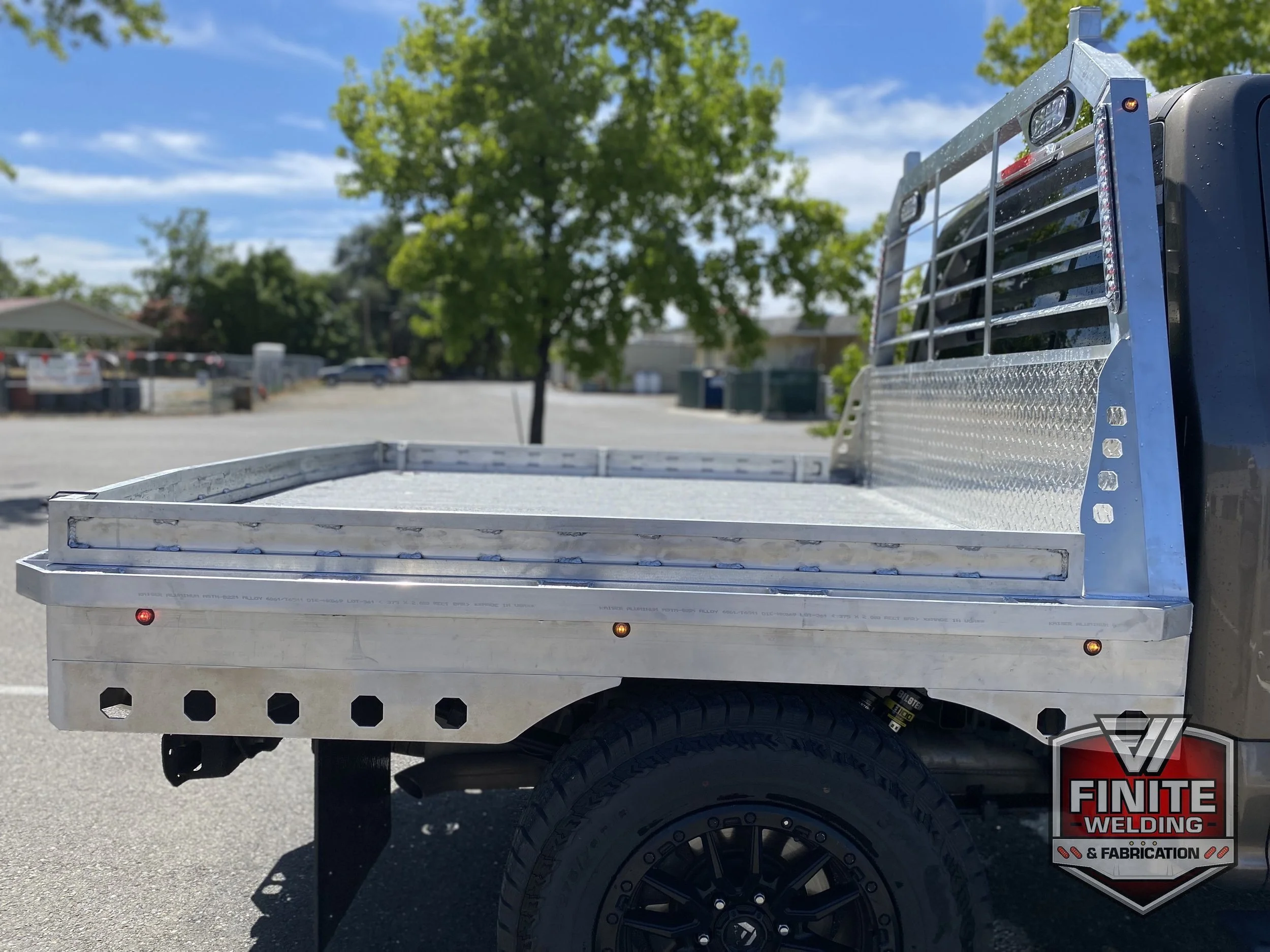 2019 Ford F-150 short bed aluminum flatbed with Trex deck, view 4
