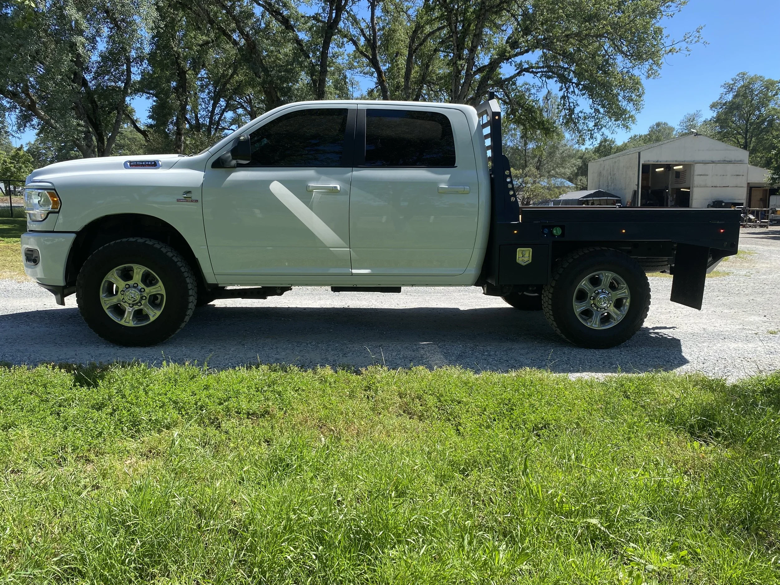 Short Bed SRW Steel Frame, Wood Deck, Flat Black Powder Coat, Bed Rails, 18" Underbody Toolboxes