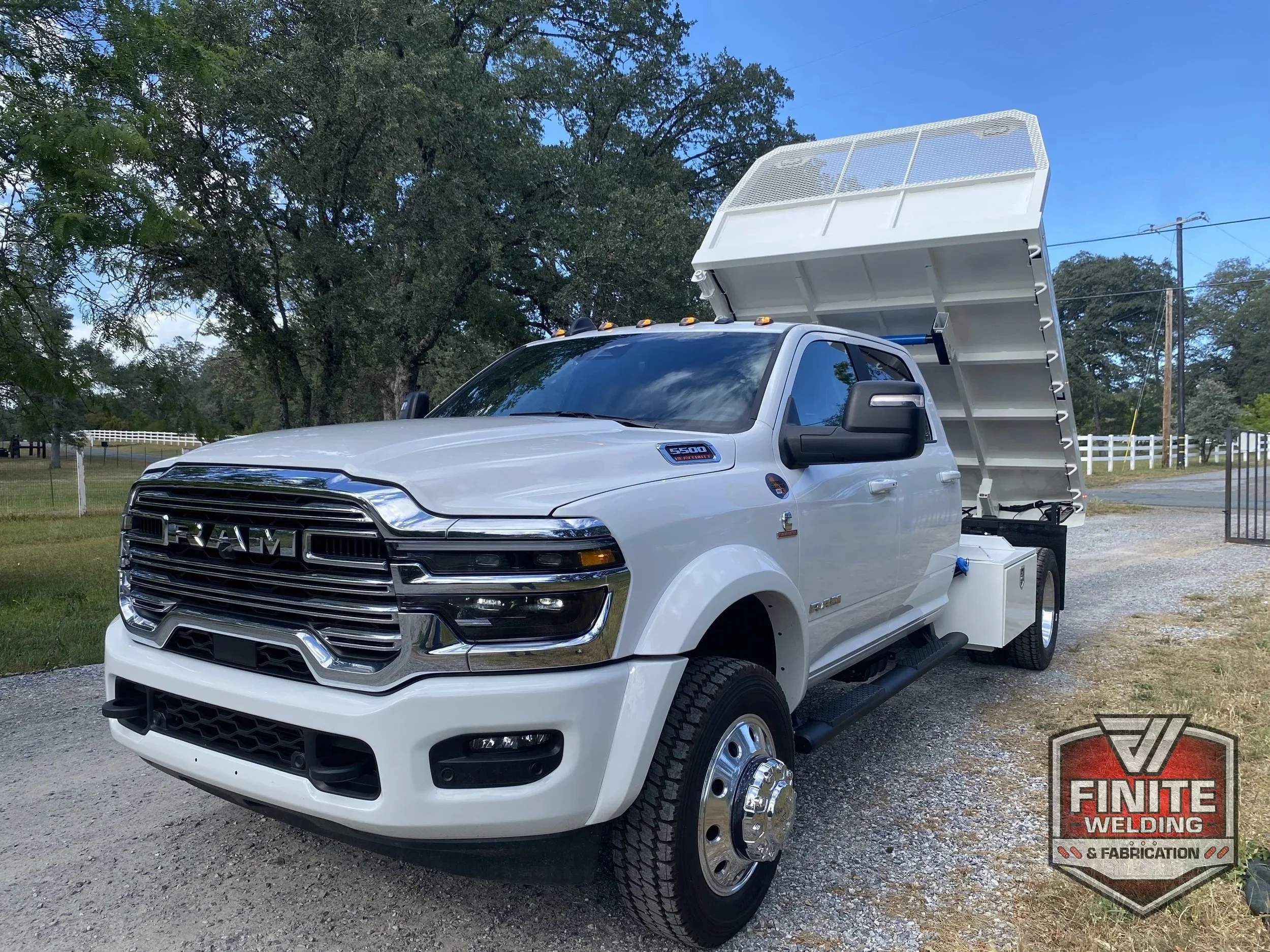 2023 Ram 5500 white dump flatbed, view 6