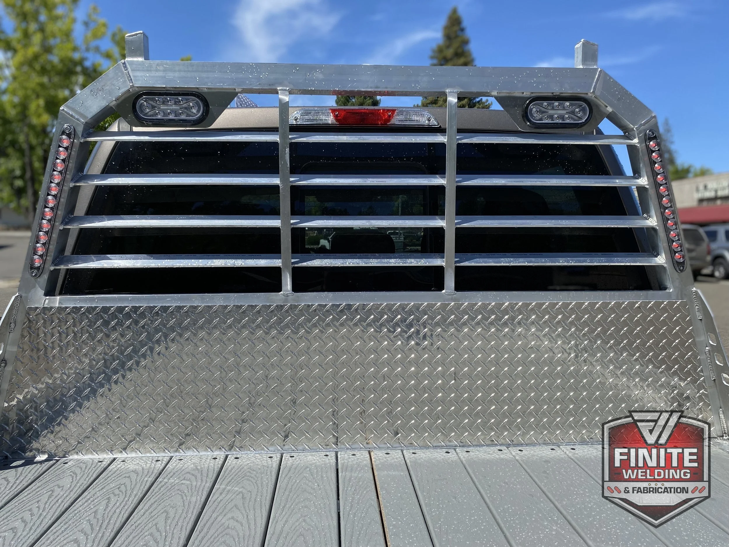 2019 Ford F-150 short bed aluminum flatbed with Trex deck, view 6