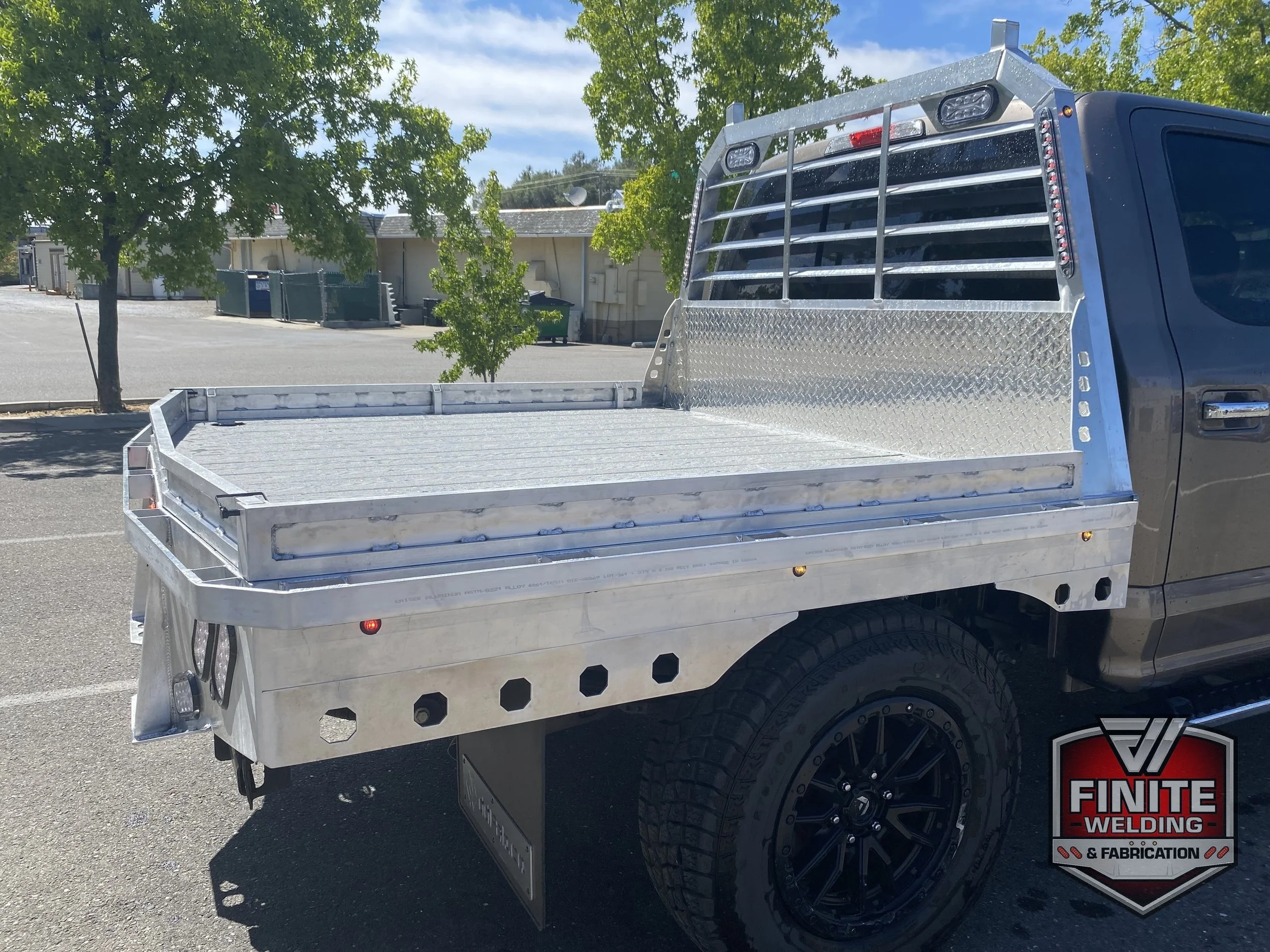 2019 Ford F-150 short bed aluminum flatbed with Trex deck, view 3