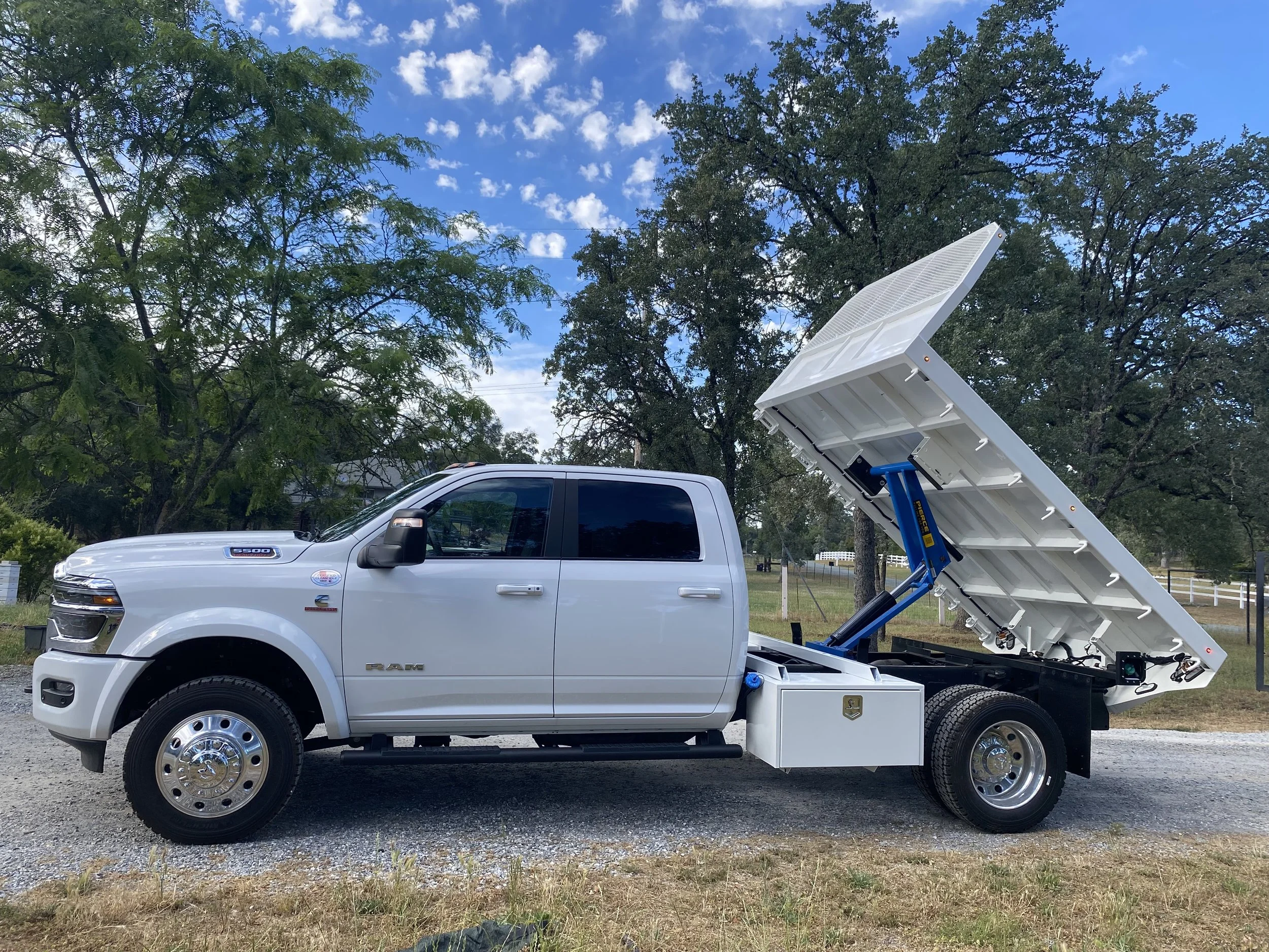 2026 Ram 5500 Dump Bed with (2) Underbody Boxes(18”x18”x36" Long Buyers 3 point latch Tool Box)