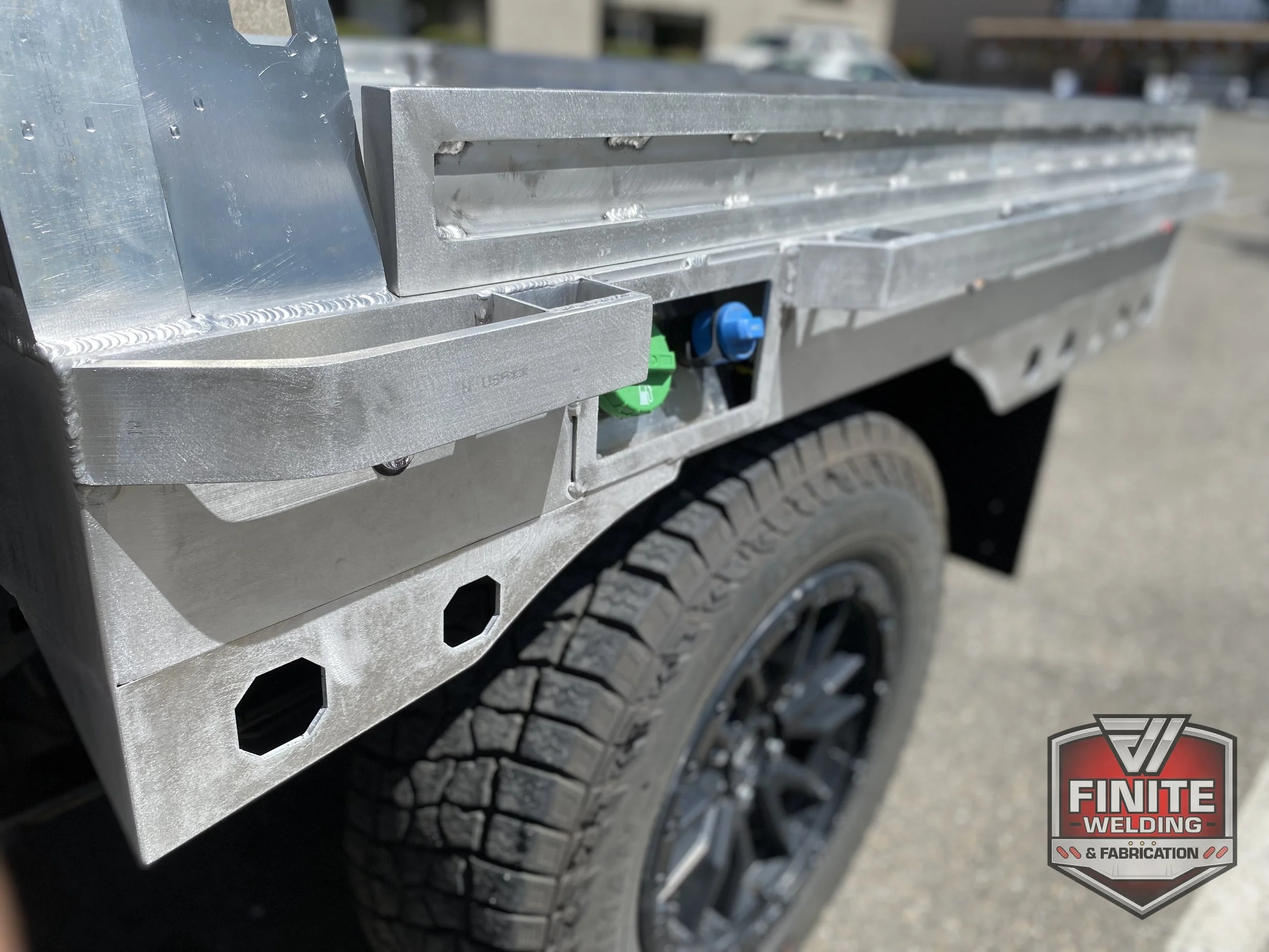 2019 Ford F-150 short bed aluminum flatbed with Trex deck, view 8