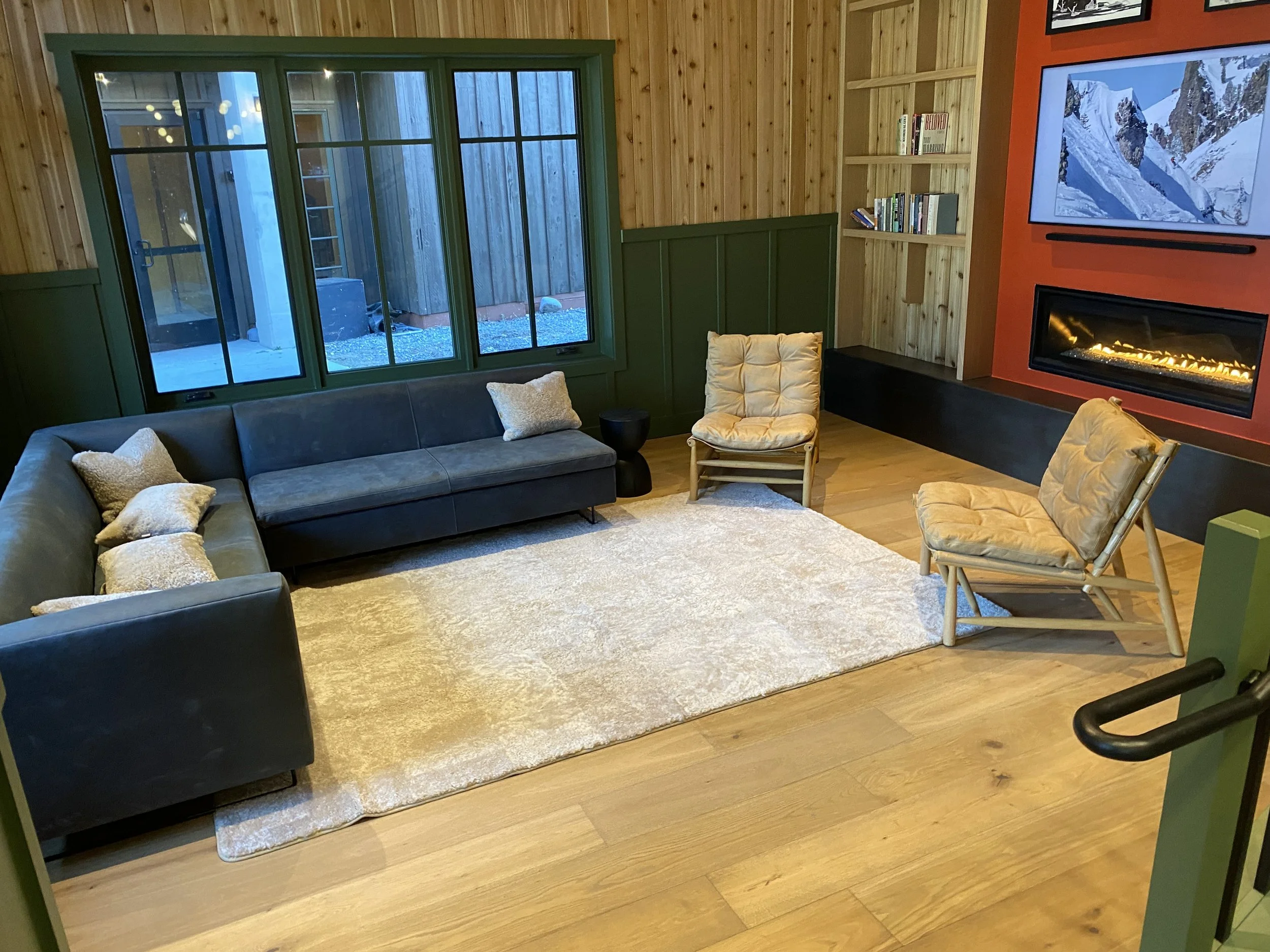 Fireplace Bench in finished room