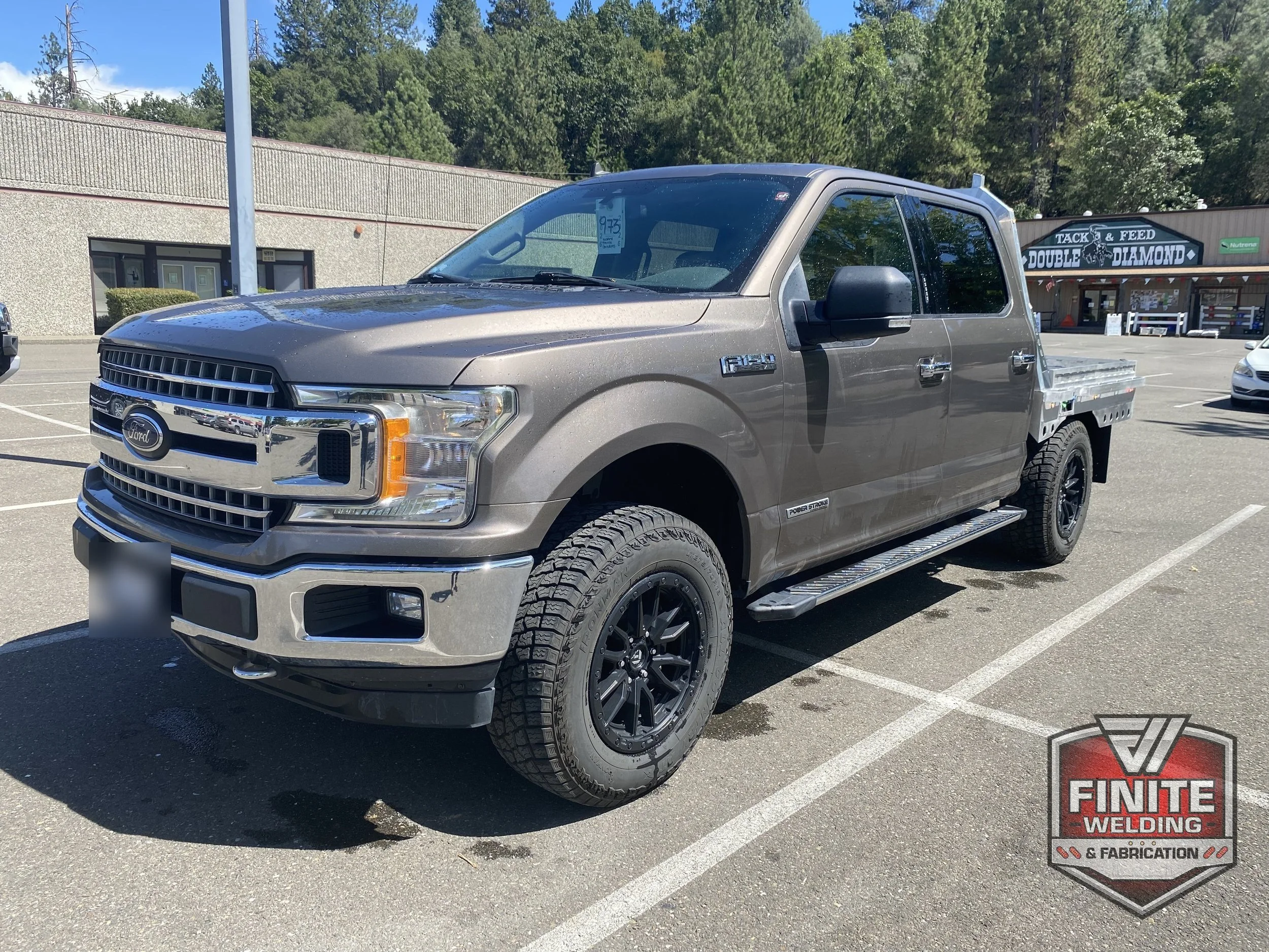 2019 Ford F-150 short bed aluminum flatbed with Trex deck, view 1