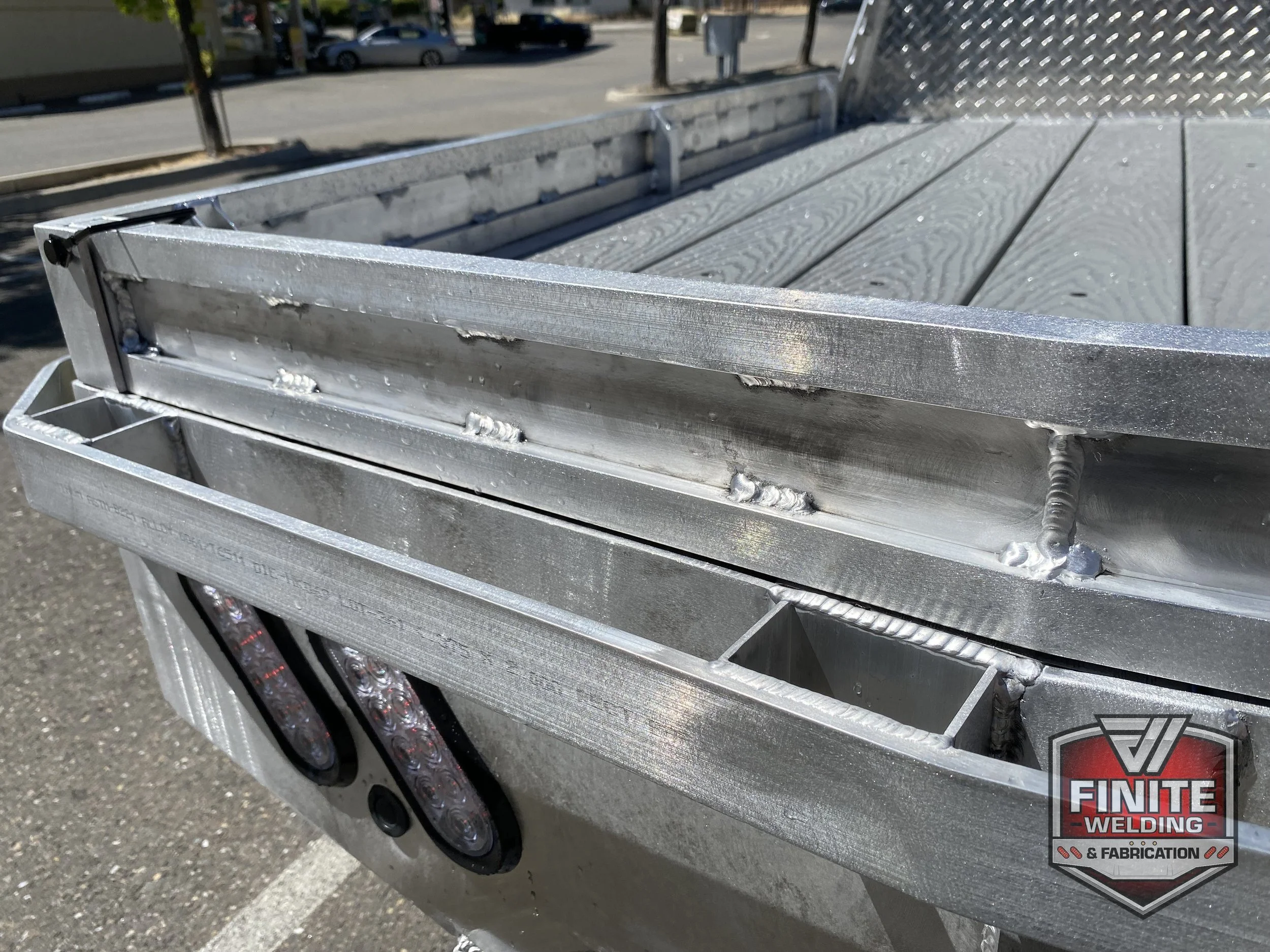 2019 Ford F-150 short bed aluminum flatbed with Trex deck, view 9