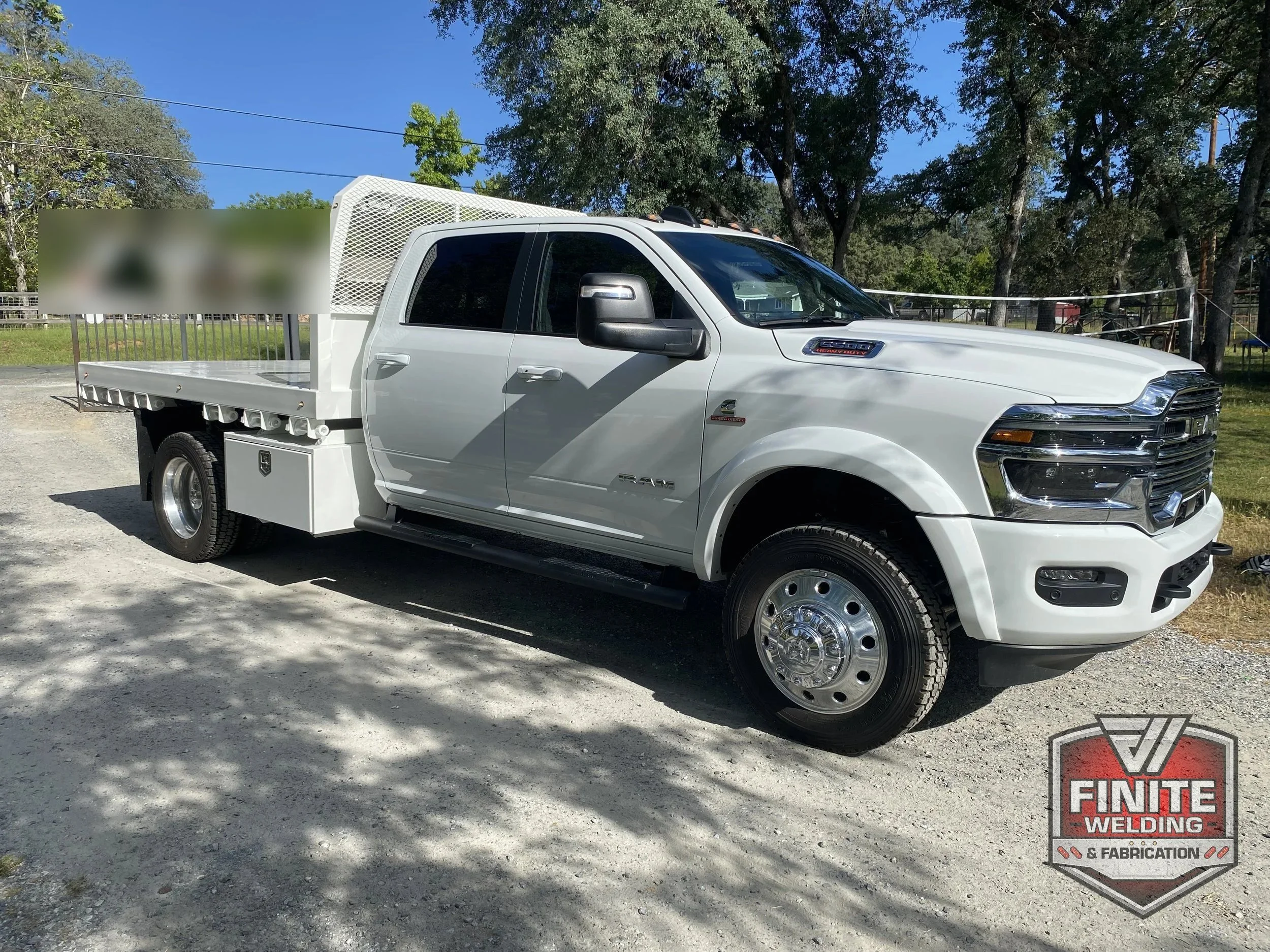 2023 Ram 5500 white dump flatbed, view 1