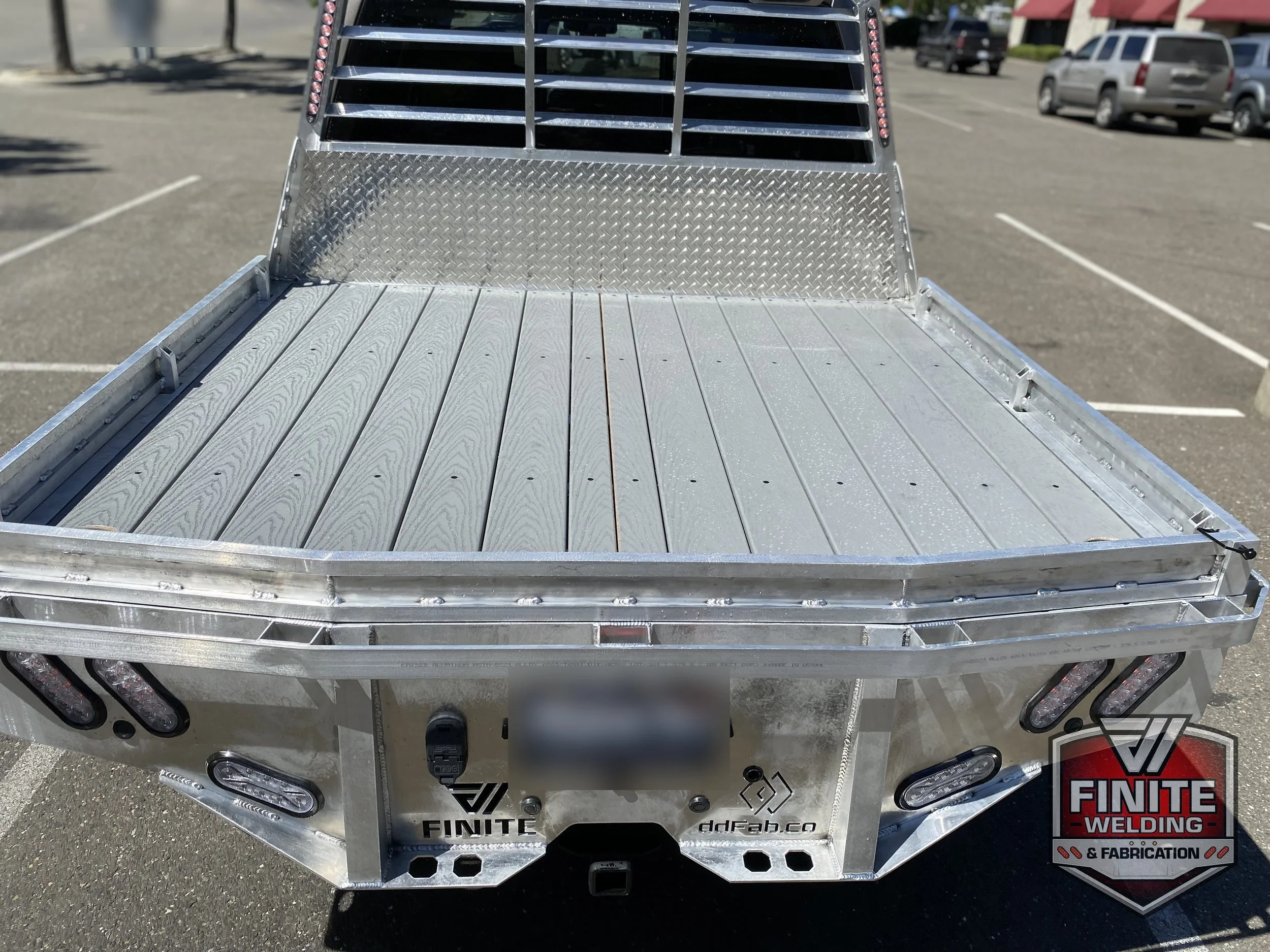 2019 Ford F-150 short bed aluminum flatbed with Trex deck, view 5