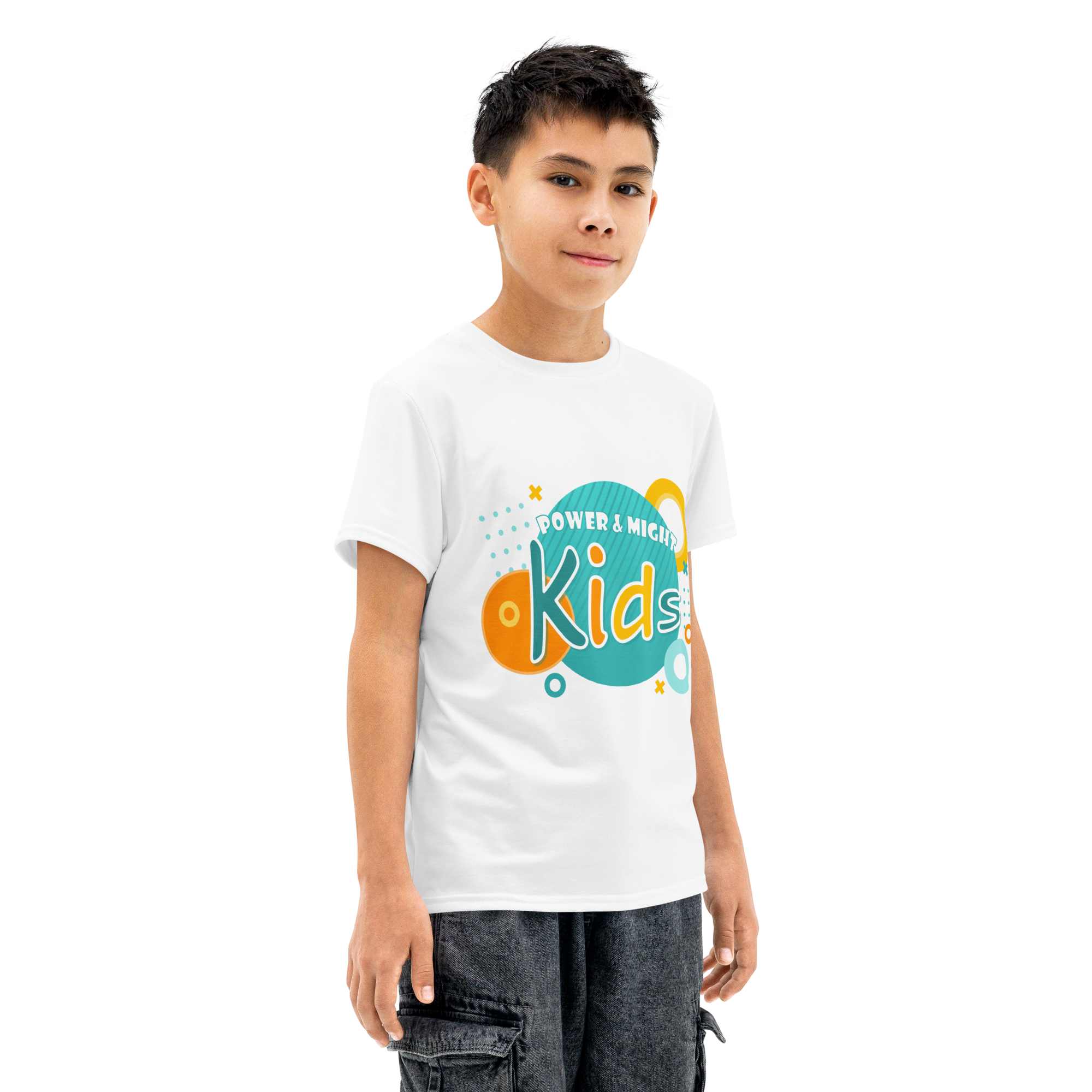 Power & Might Kids White T-shirt (8 to 20)