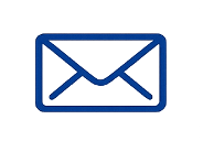 Blue outline of an envelope or letter icon.