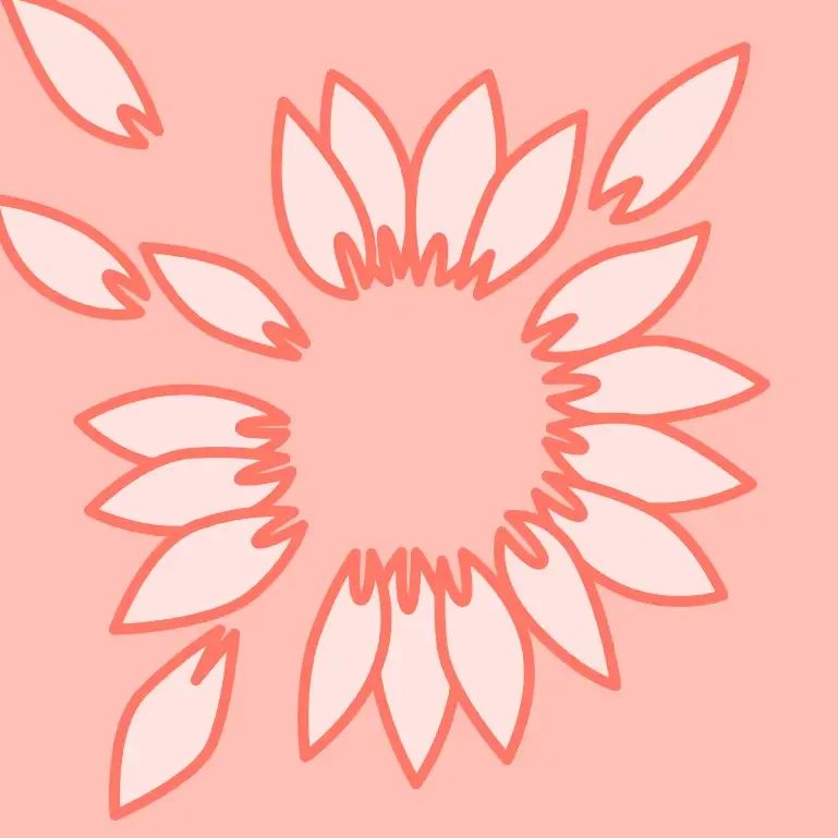 Stilisierte Sonnenblume in Korallrot als Symbol der Grünen – Illustration zum Fraktionsaustritt von Achim Mletzko aus dem Nürnberger Stadtrat