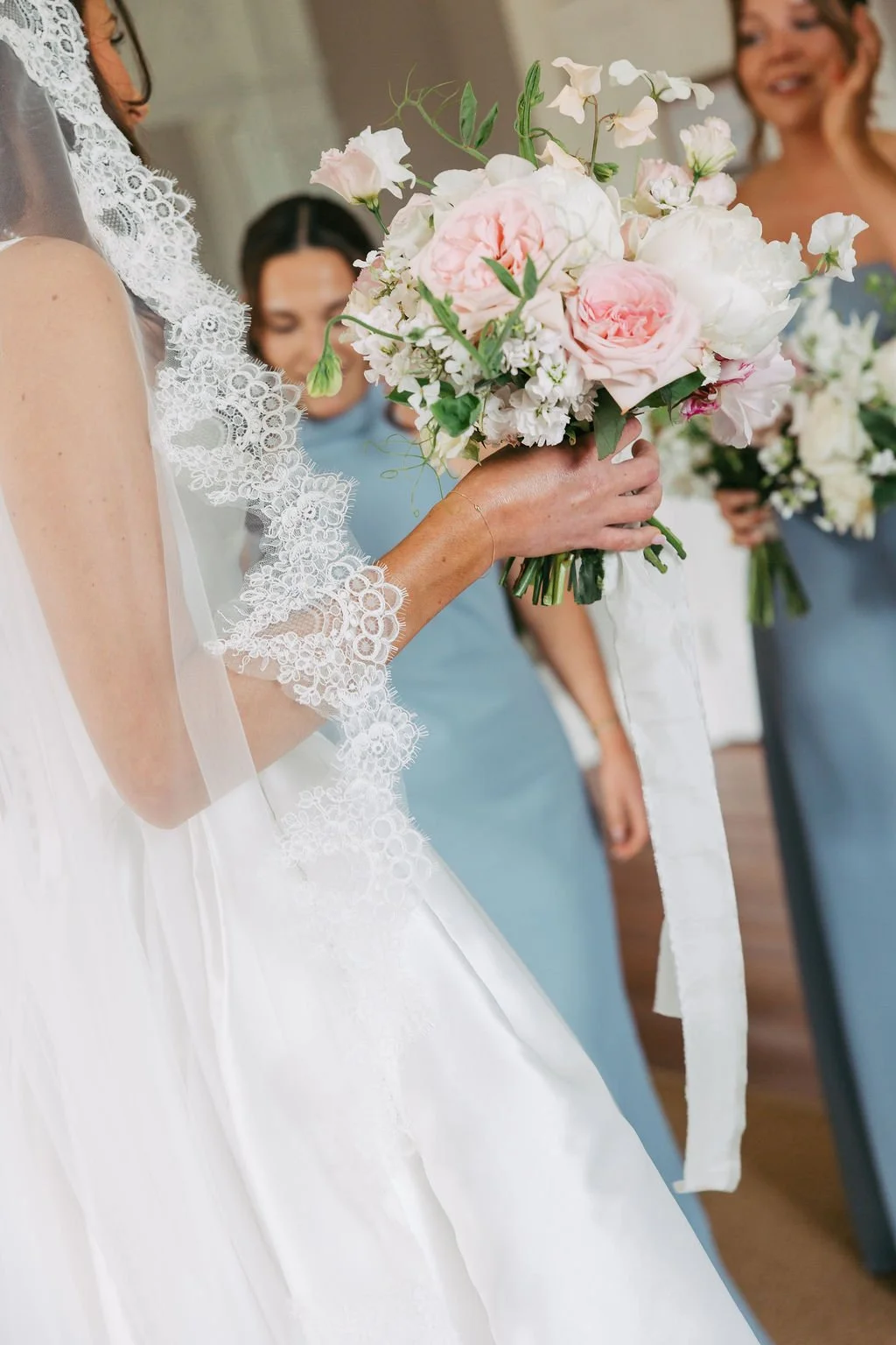 Luxury bridal bouquet for a wedding at Thicket Priory, made by a luxury Yorkshire wedding florist