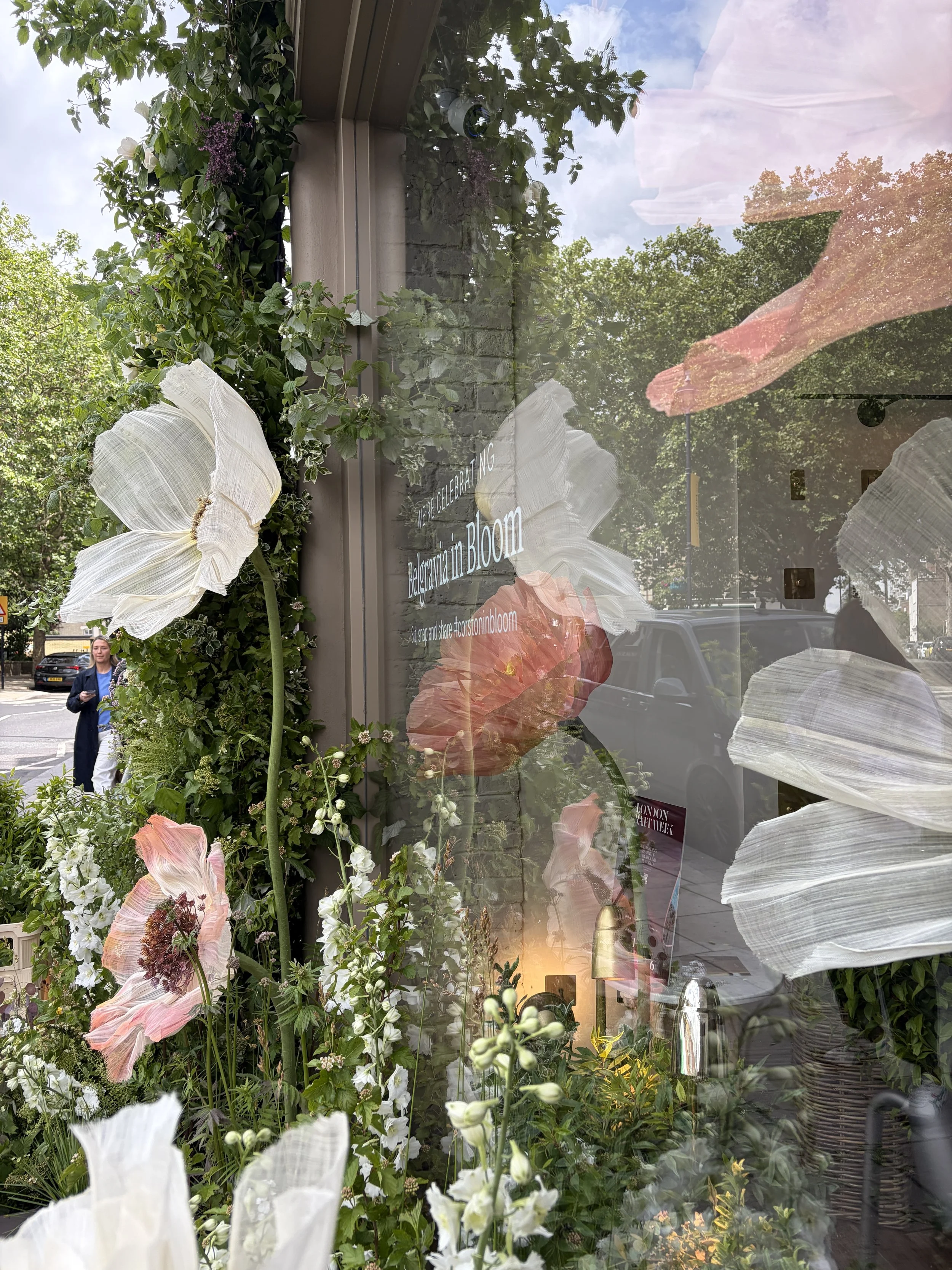 Giant flowers in London shop