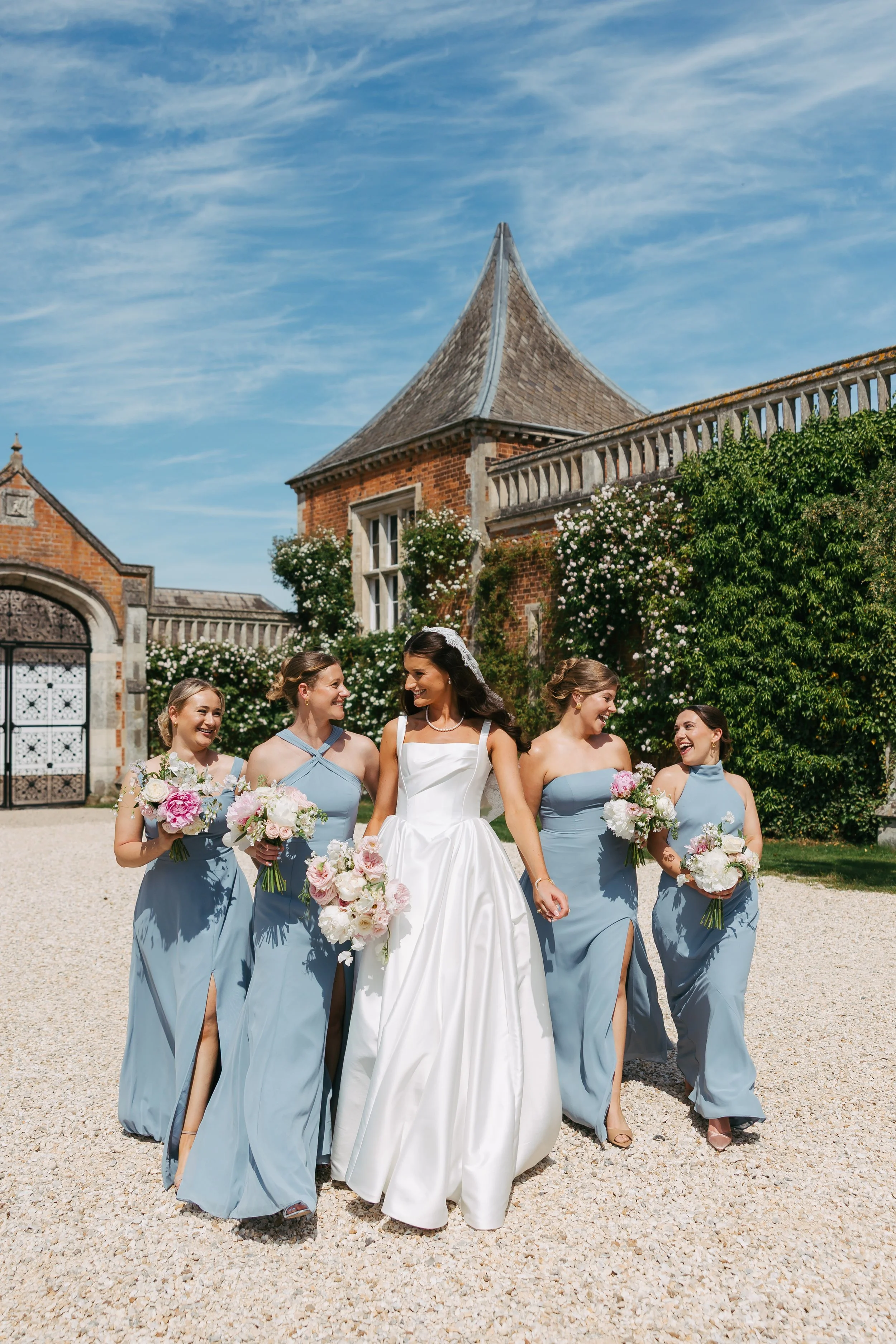 Bridesmaid bouquets for a wedding at Thicket Priory, made by a luxury Yorkshire wedding florist