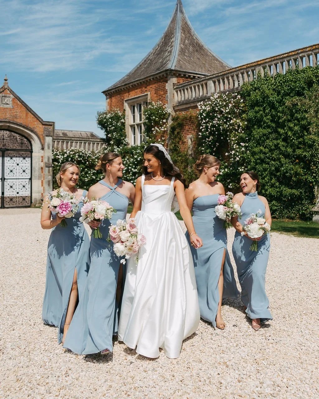 White and pink bridal bouquet at Thicket Priory
