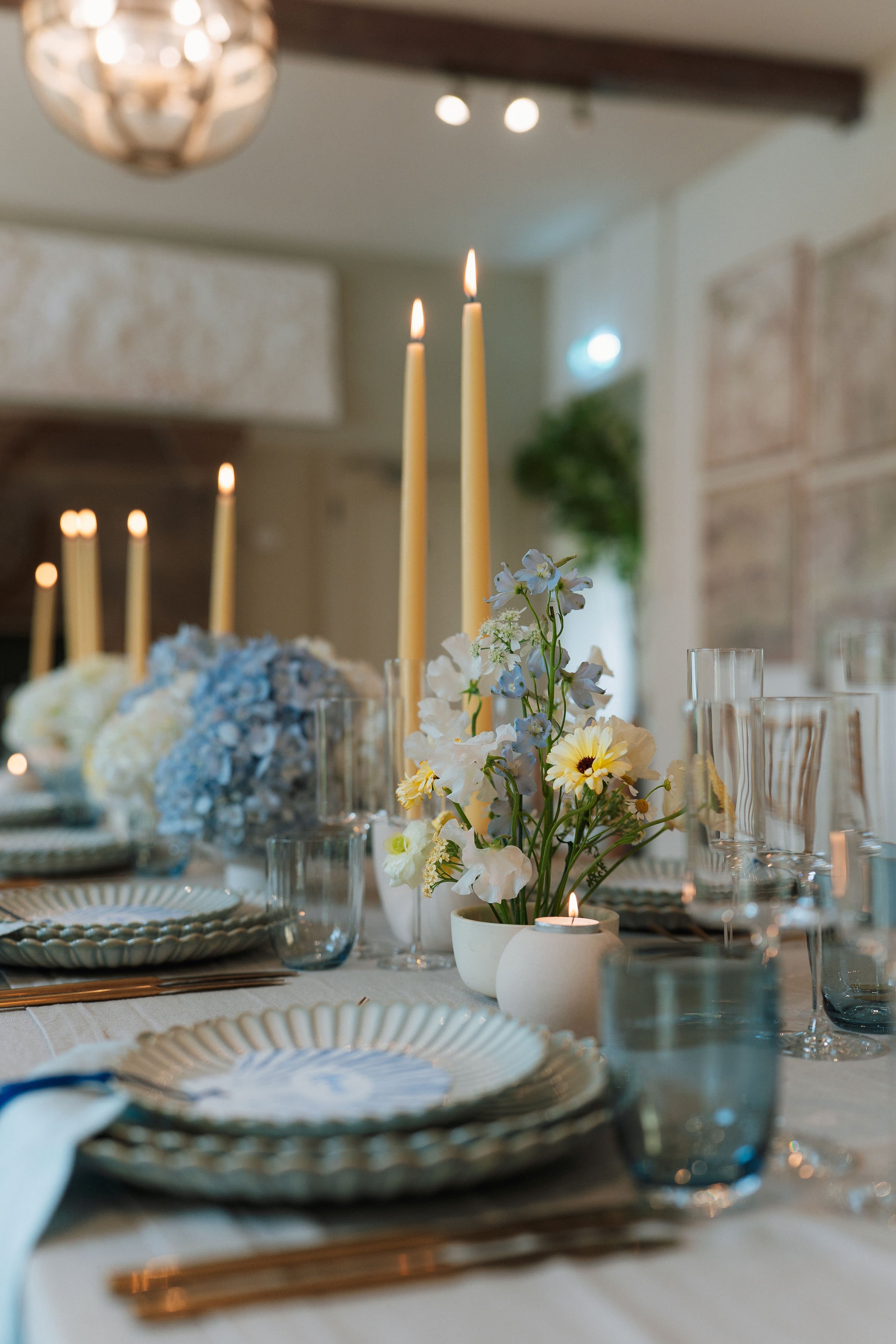 North Yorkshire wedding table flowers