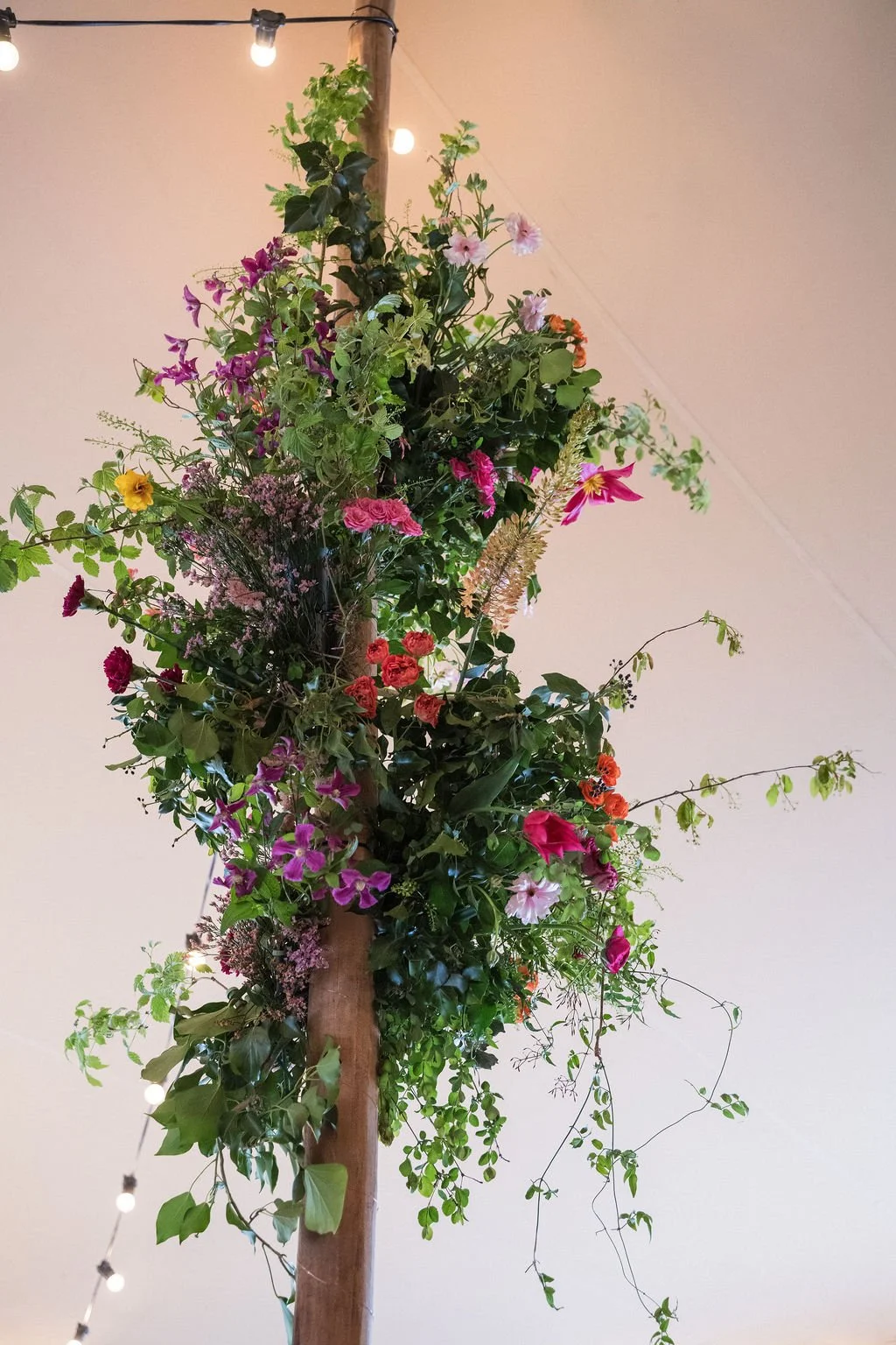 Marquee flower at a wedding in Yorkshire