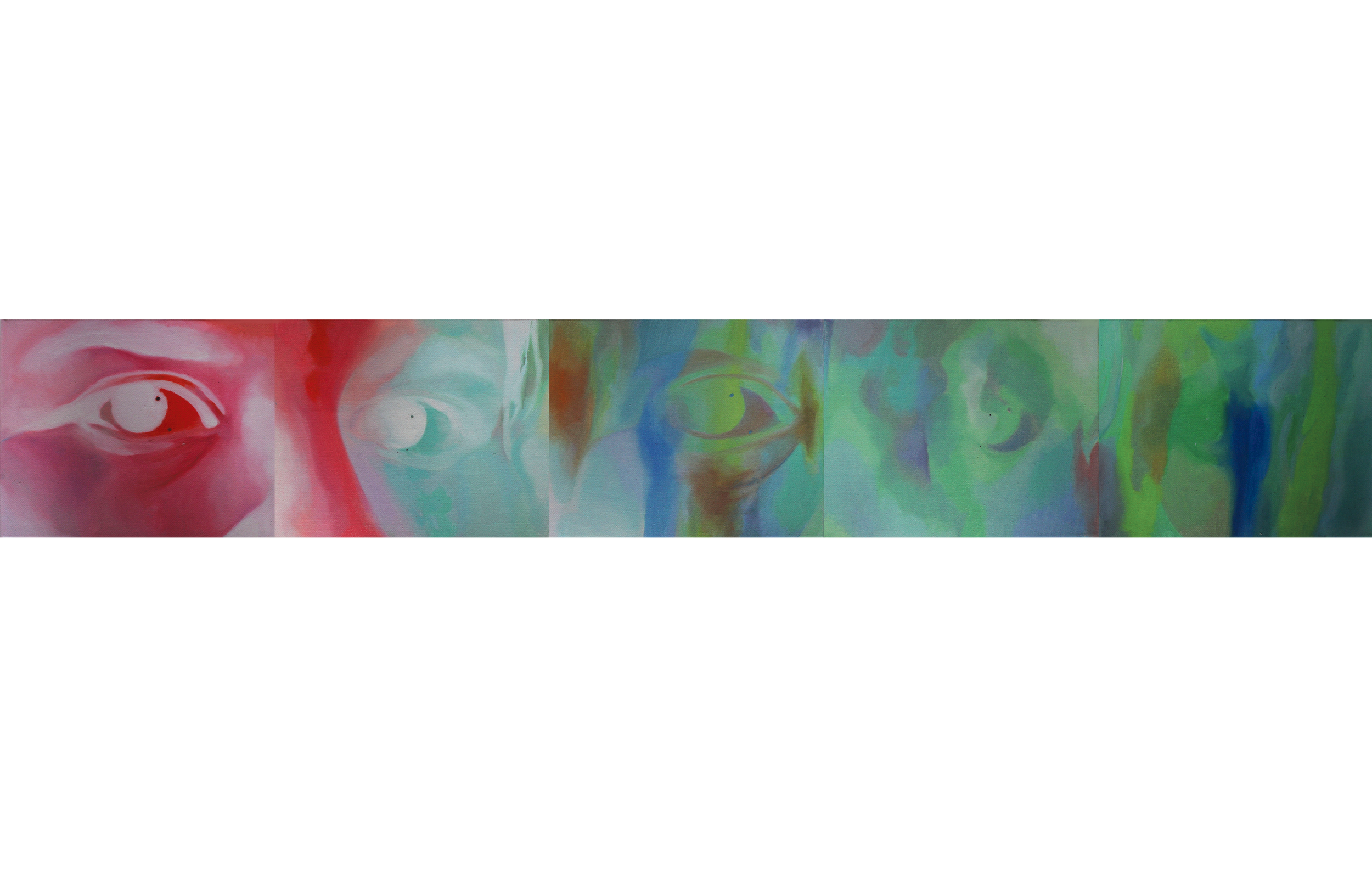 Eyes,
Oil on Canvas on Multiple Panels, 8" x 50", 2025