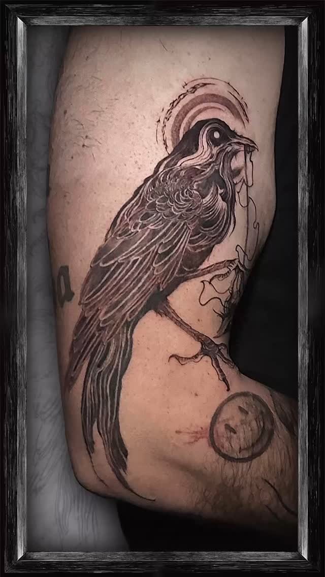 Tattoo Process #tattoo #tattooartist #darkart #raven
