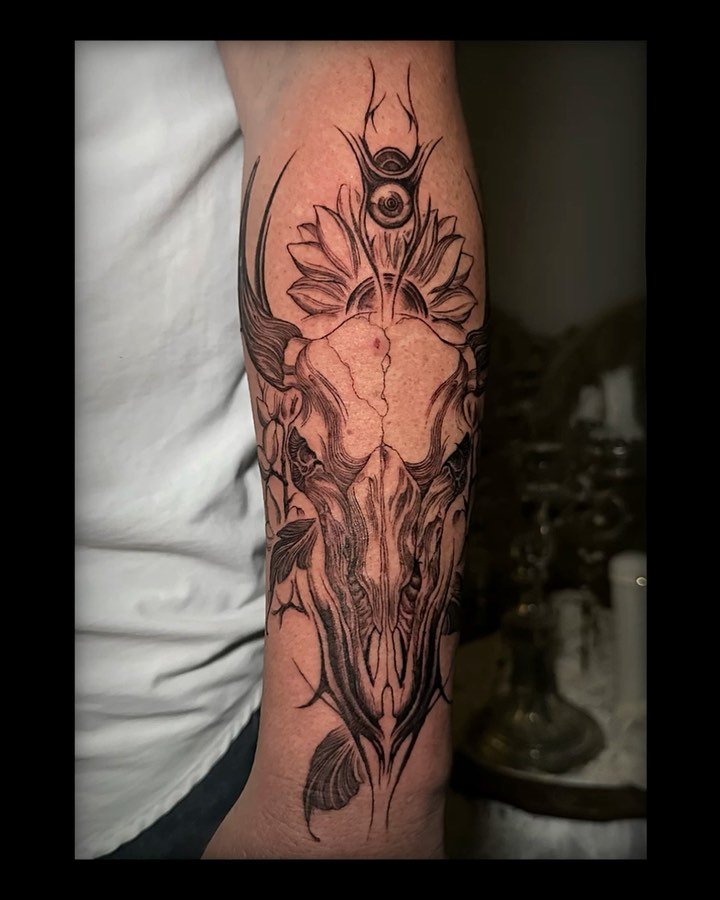 Bison skull done guesting @inky.spot