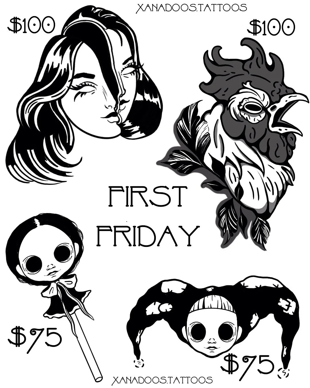 Flash sale offerings for August Firsts Get What You Get dart game starting at 6! Let’s have a happy First Friday.
.
.
.
#flashtattoo #flashtattooart #tattooflashsheet