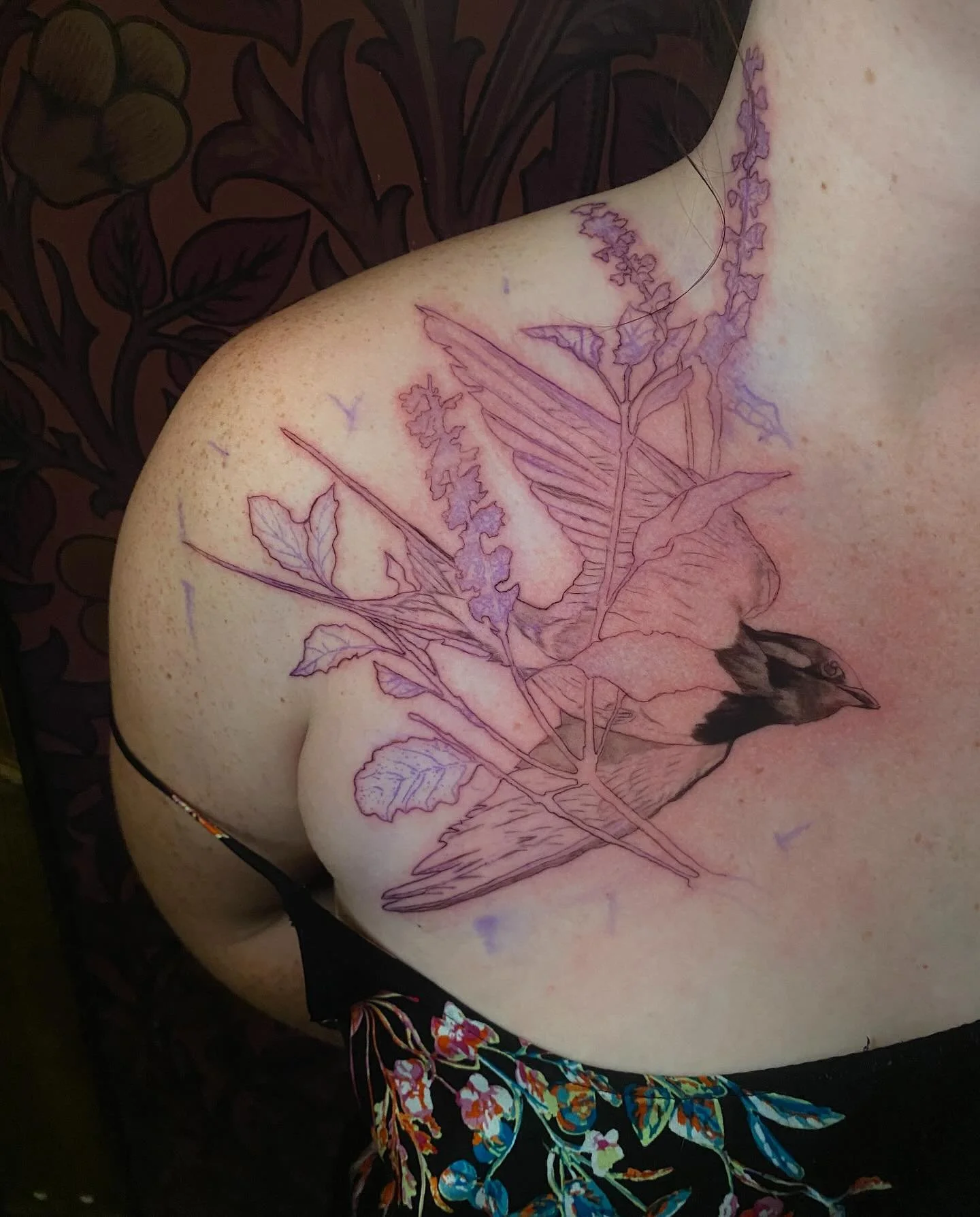 Start of a piece for @chaisunlee.tattoos! Always love an opportunity to do birds and florals!🐦‍⬛🌱
#tattoo #tattoos #realismtattoo #birdtattoo #dentontattoos #denton #dfwtattoos #dfwtattooartist #floraltattoo