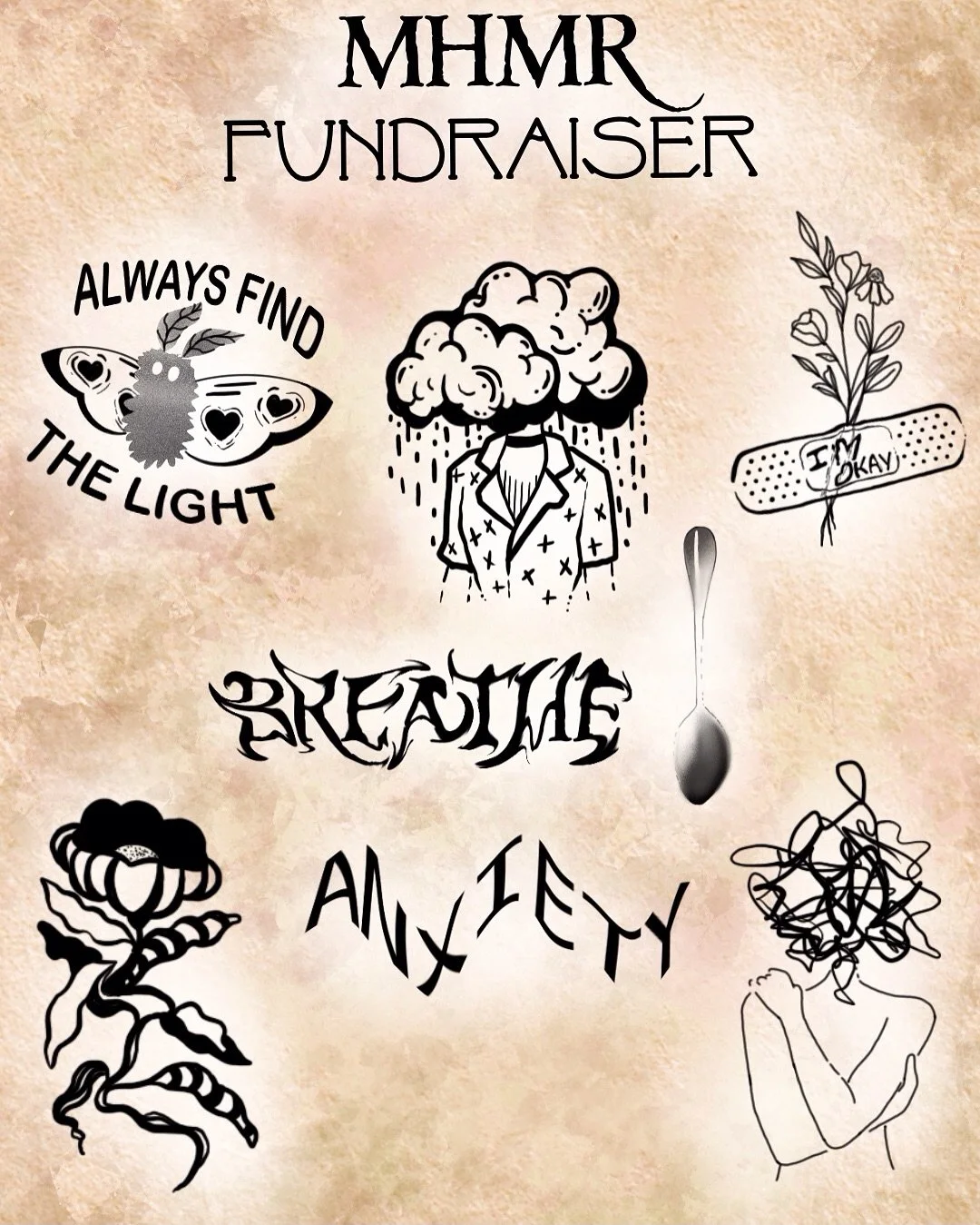 This will be what I’ve got running for the flash fundraiser on September 20th. This time MHMR will be coming over to our studio to answer any questions and hand out resources while we raise funds for them with tattoos!! Come get a cool tattoo y