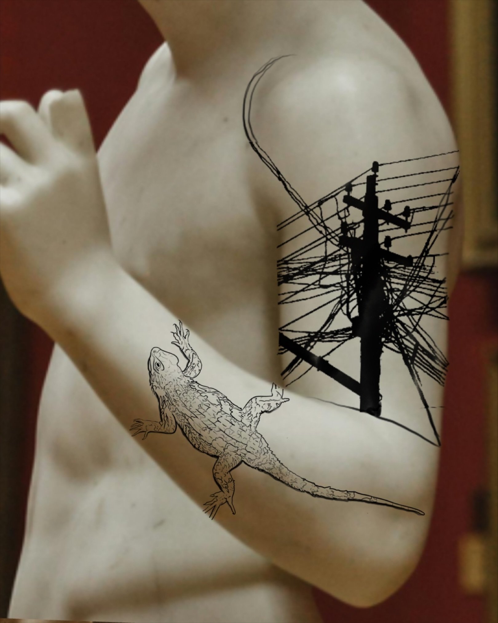 Here&rsquo;s a little inspiration for a piece that I would love to do. Well 2 pieces, the power-lines and the lizard, both are right in my wheelhouse but both in the styles I&rsquo;m most trying to pursue. If you&rsquo;d like anything like these then